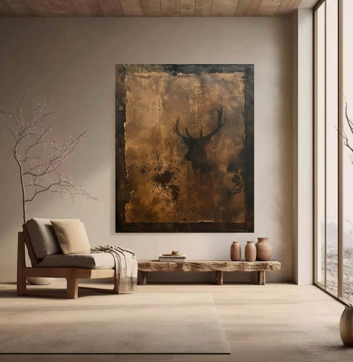 Luxury Wildlife Art Abstract Deer Silhouette #AP 089