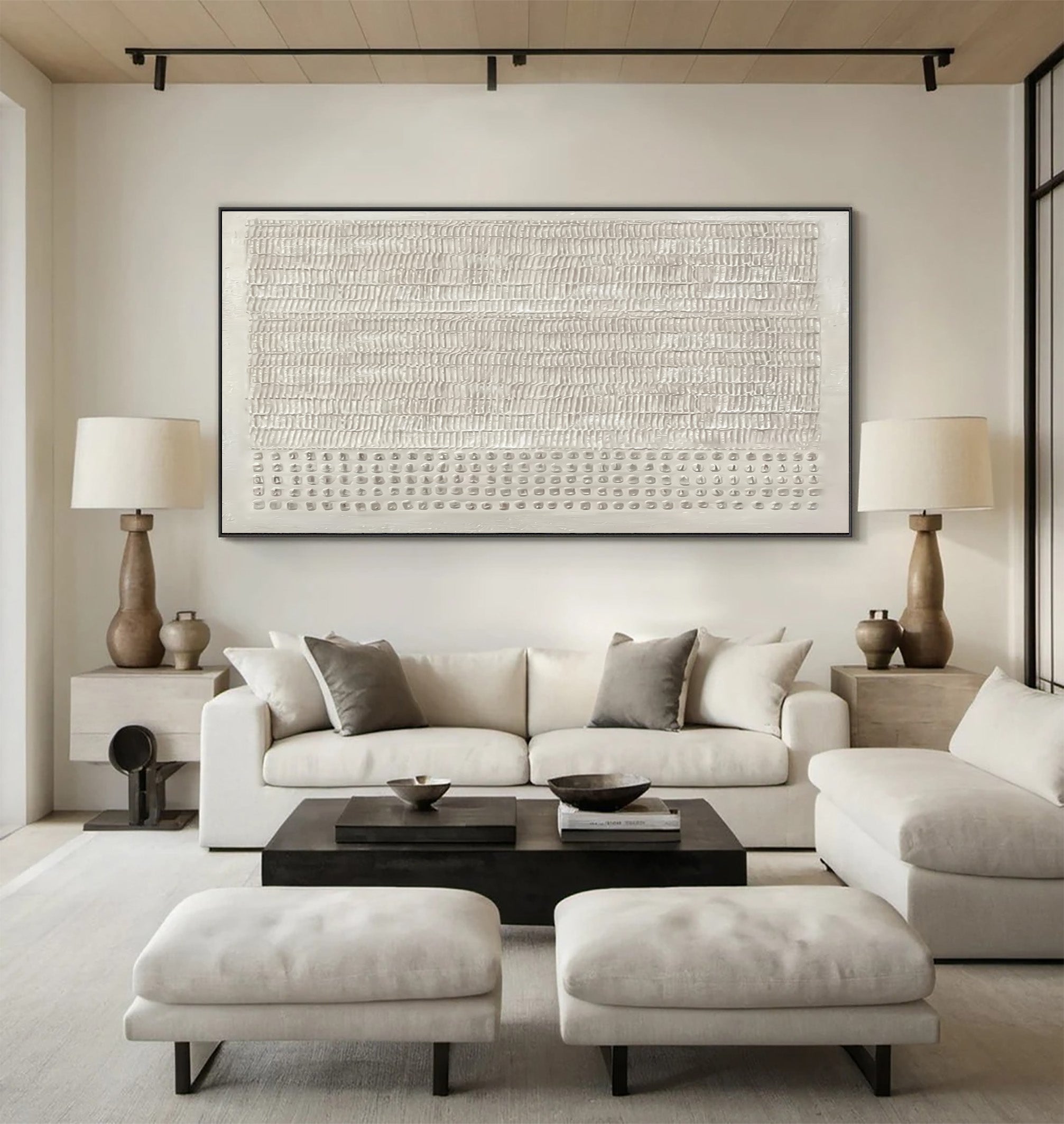 Modern Architectural Art Piece - Textured White Design #AG 032