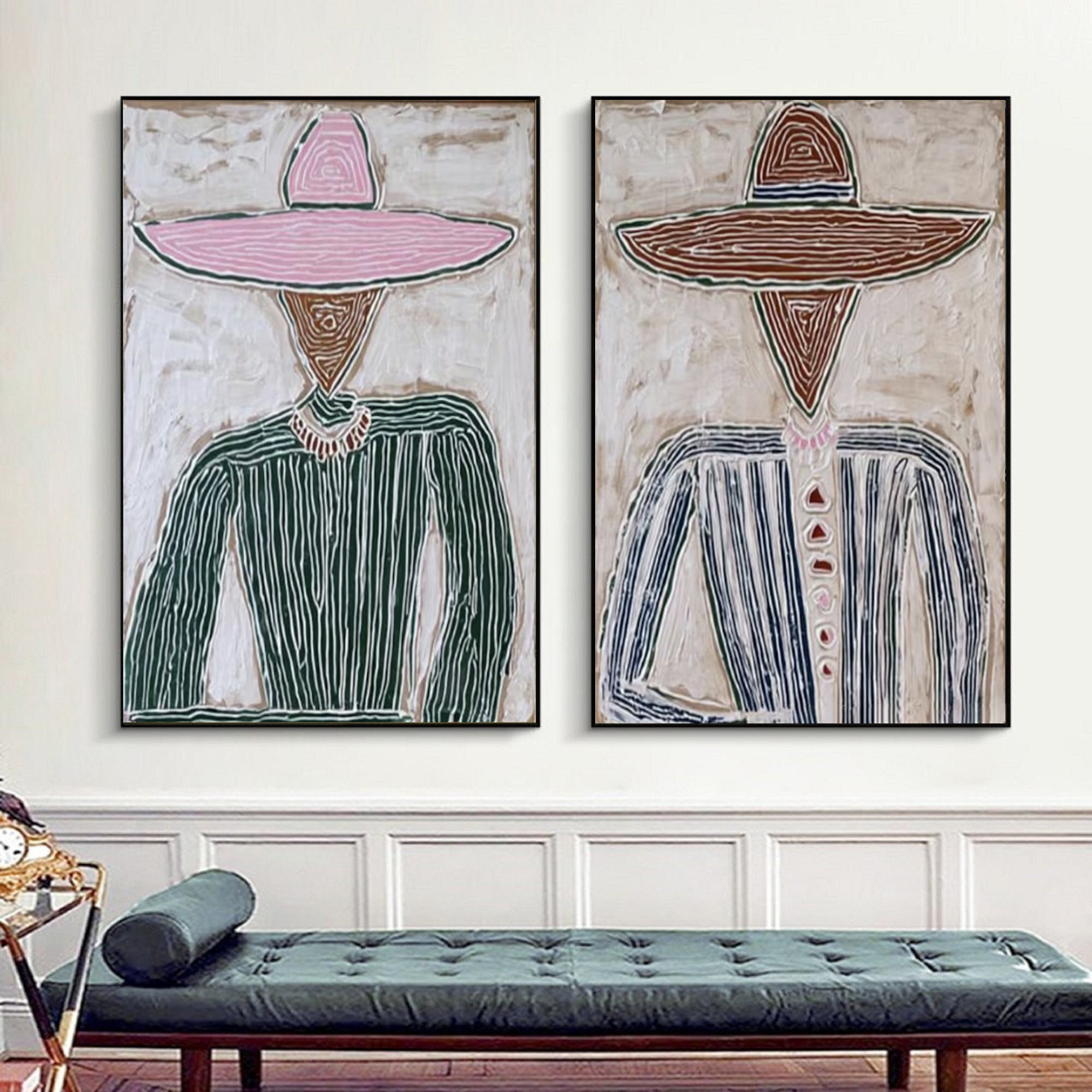 Oversized Contemporary Couple Canvas Art Minimalist Figurative Painting | KeiraArt