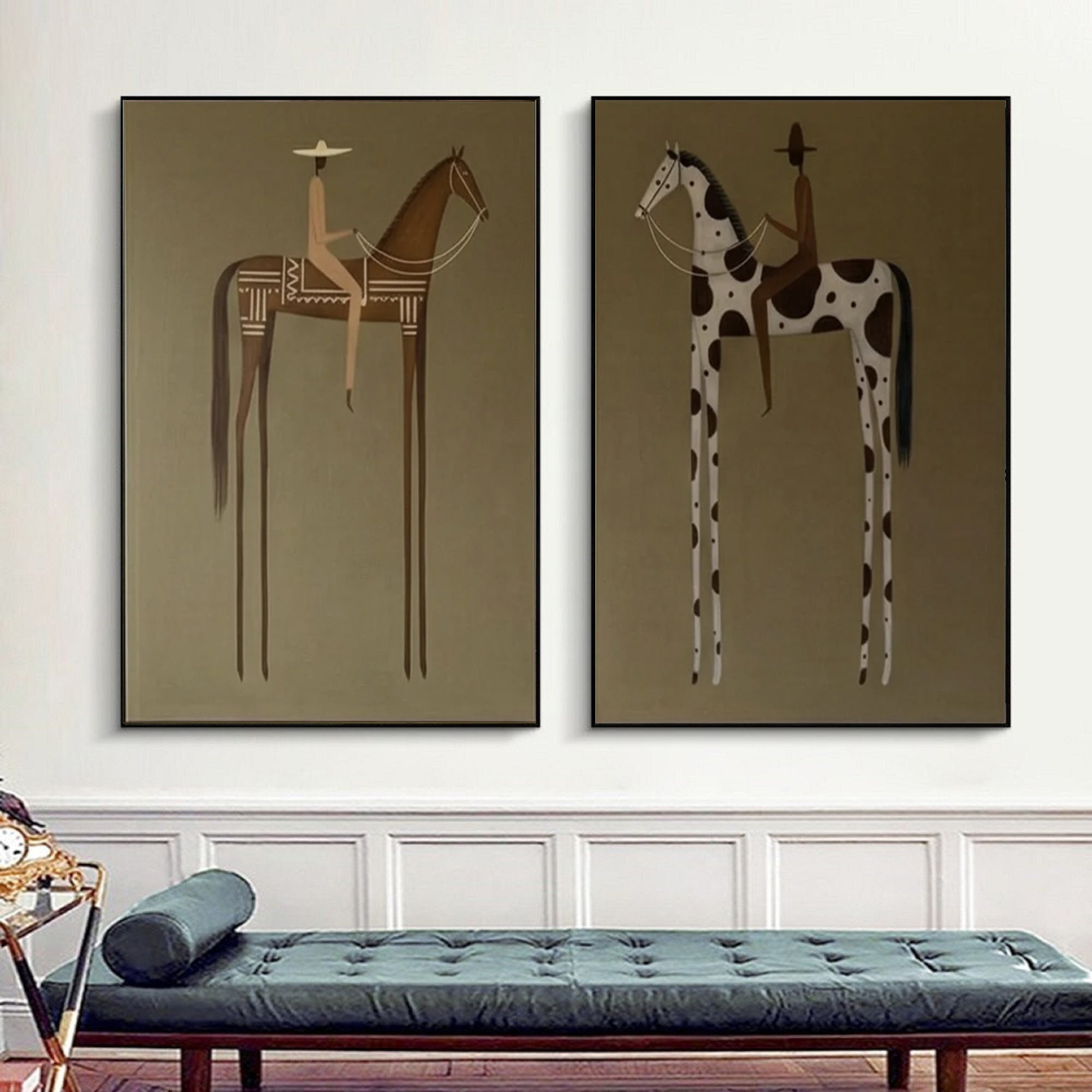 Large Gallery Style Horse Rider Artwork Modern Luxury Wall Decor | KeiraArt 