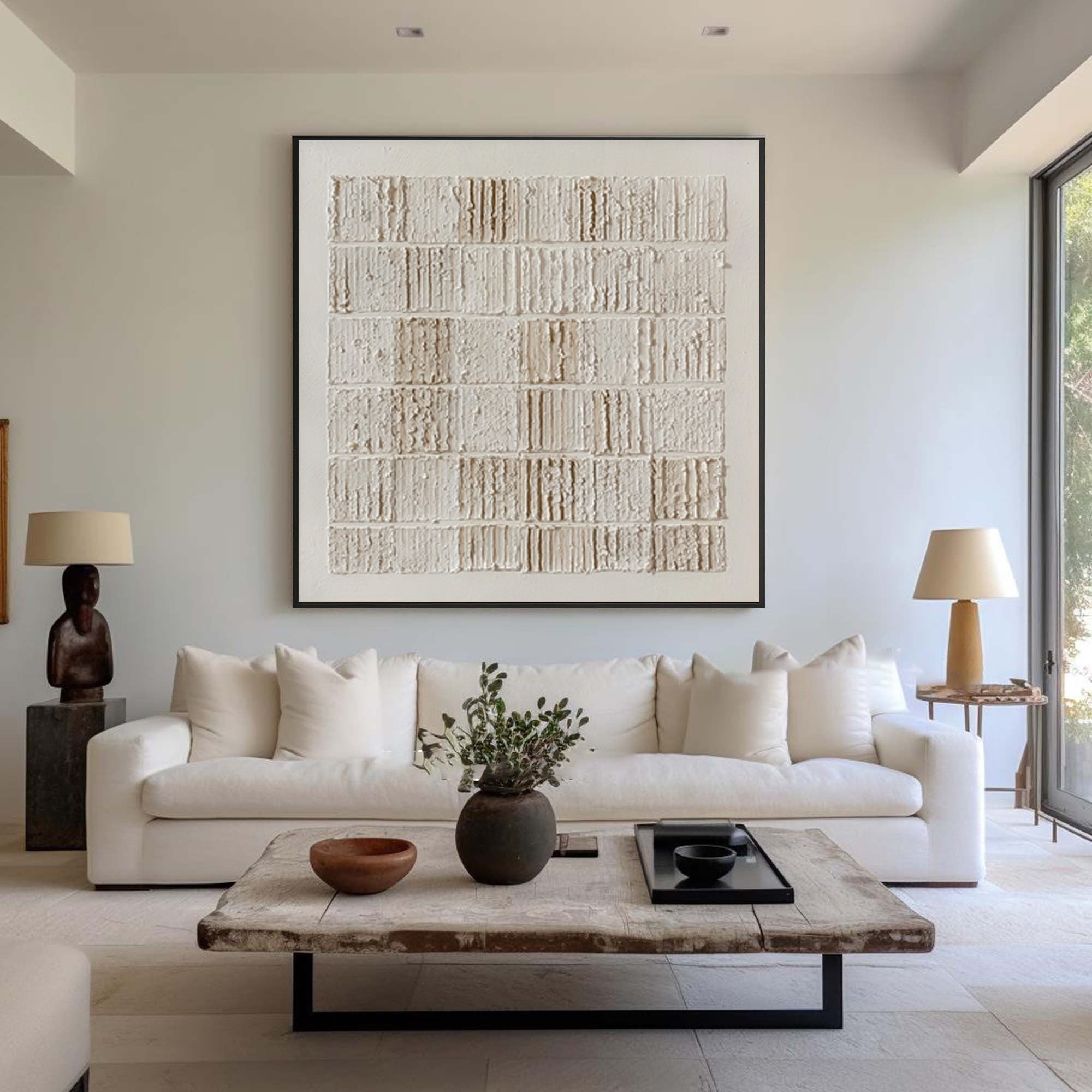 White Textured Abstract Art - Modern Minimal Decor #AG 057