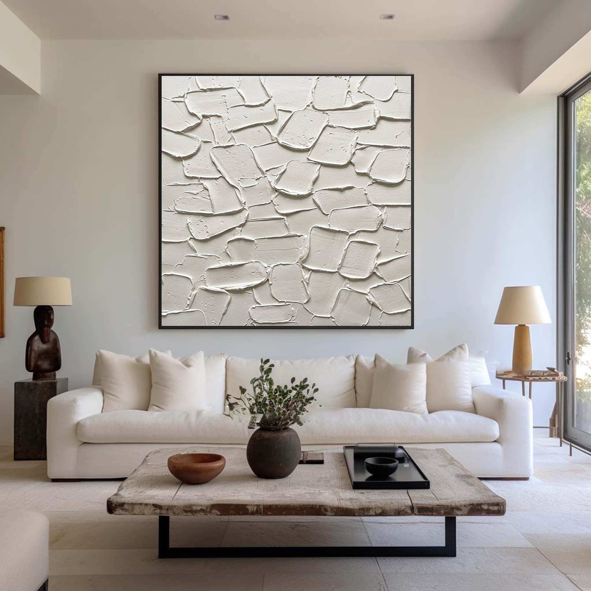 Large Layered Limestone Relief Wall Art Neutral Contemporary Texture Painting