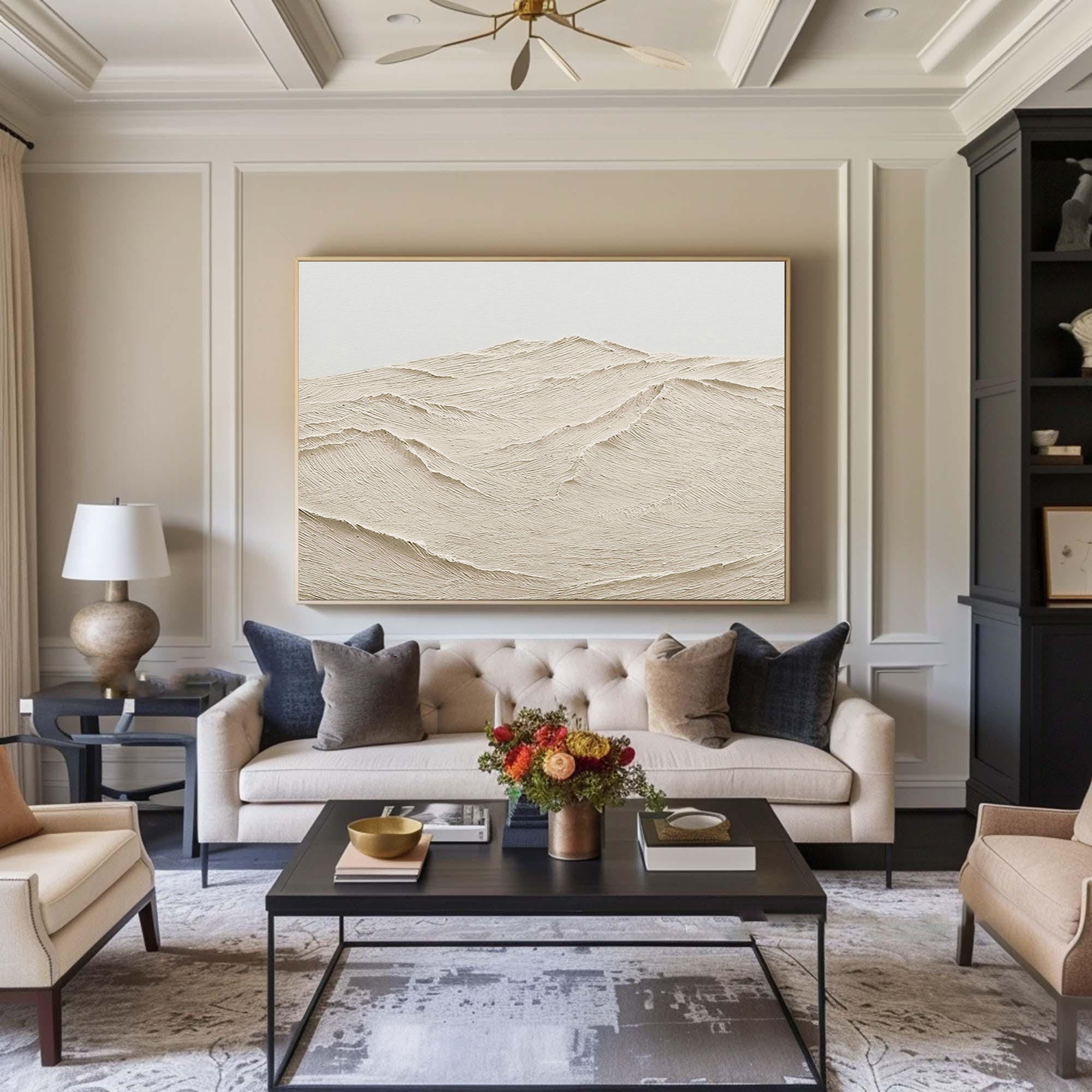 Textured Beige Ocean Wave Wall Art #AG 078