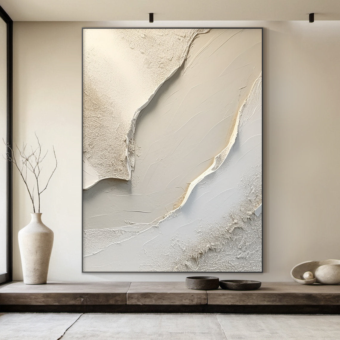 Large Textured Beige Canvas | KeiraArt #AG 182