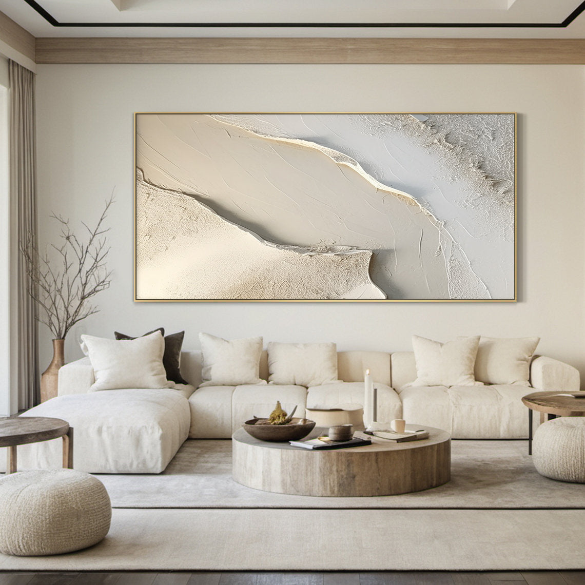 Large Textured Beige Canvas | KeiraArt #AG 182