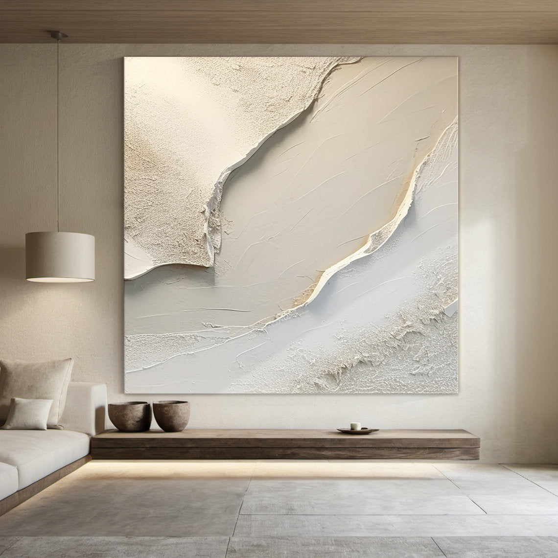 Large Textured Beige Canvas | KeiraArt #AG 182