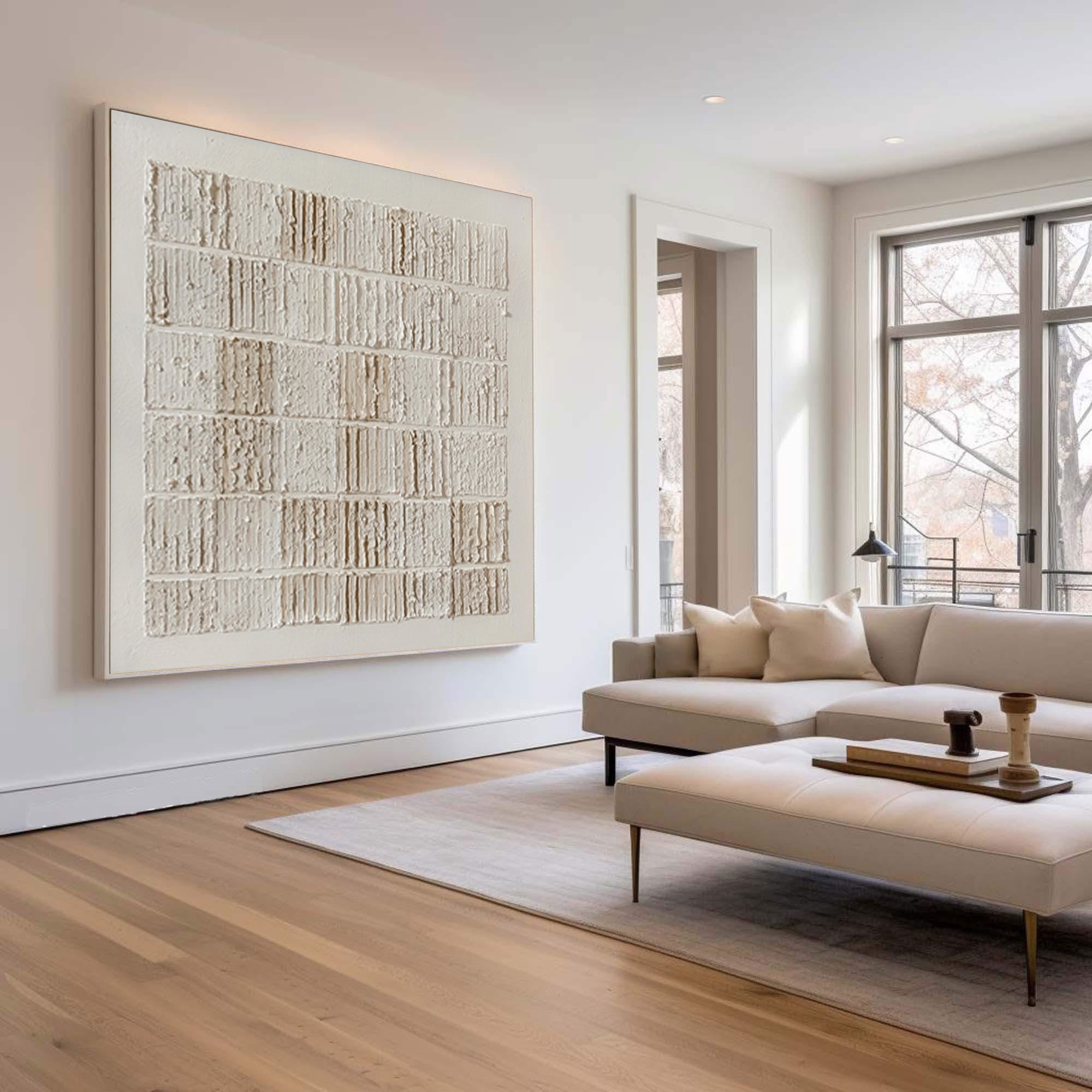 White Textured Abstract Art - Modern Minimal Decor #AG 057
