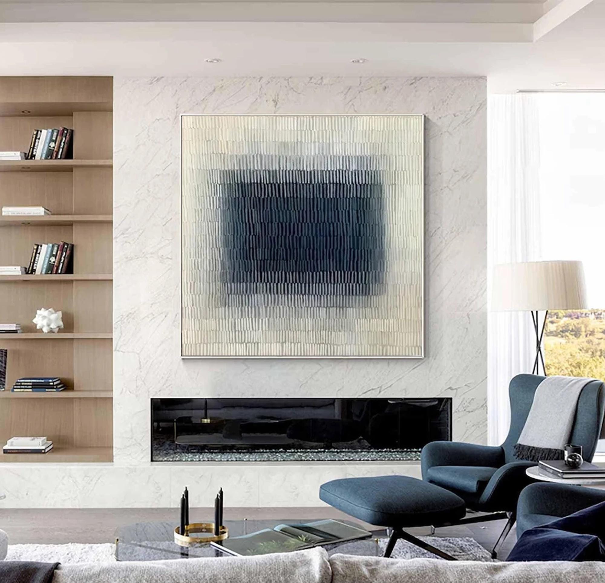 Large Navy Textured Art | KeiraArt #AG 188