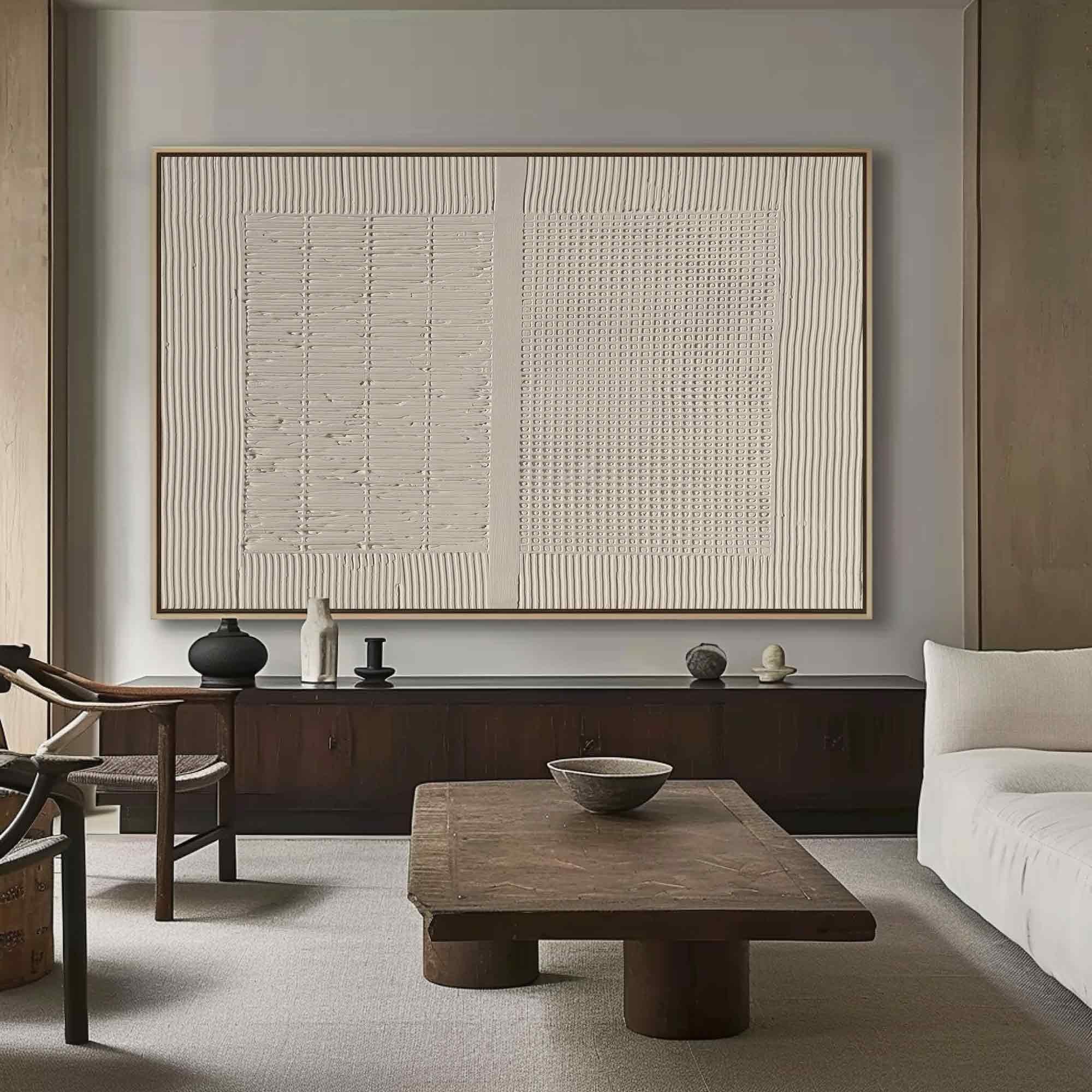 Minimalist Textured Wall Art - Abstract White Relief #AG 056