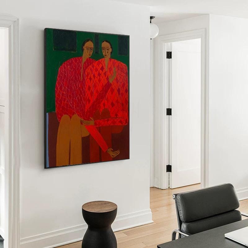 Large Abstract Duo Painting | KeiraArt #AG 181