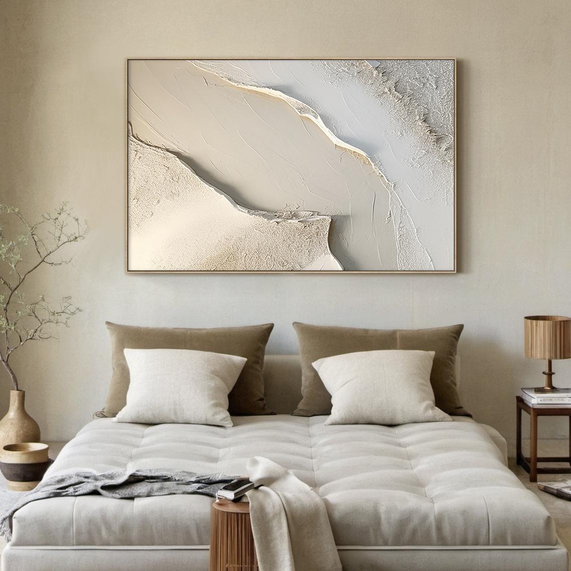 Large Textured Beige Canvas | KeiraArt #AG 182