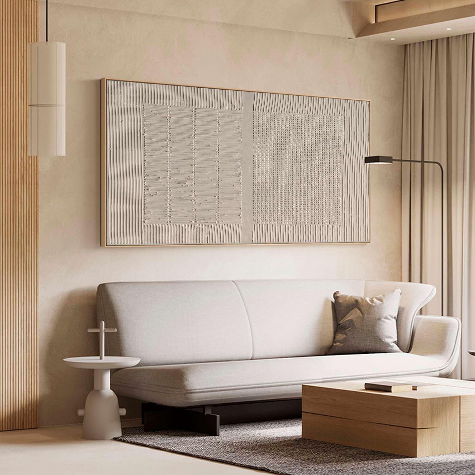 Minimalist Textured Wall Art - Abstract White Relief #AG 056