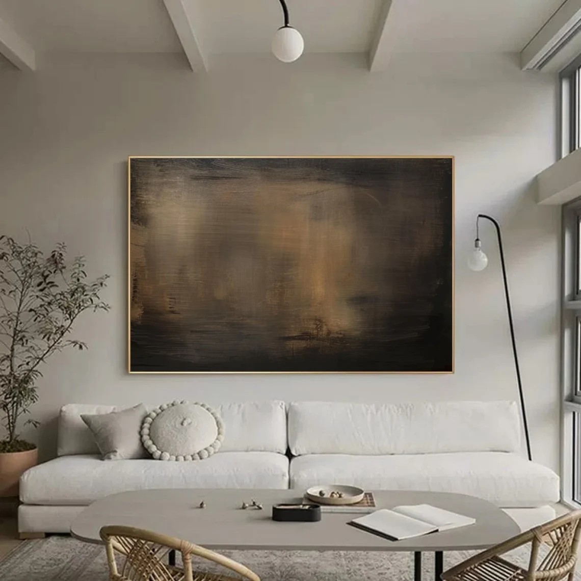 Dark Abstract Canvas Moody Minimalist Wall Art for Home Decor #AP 088