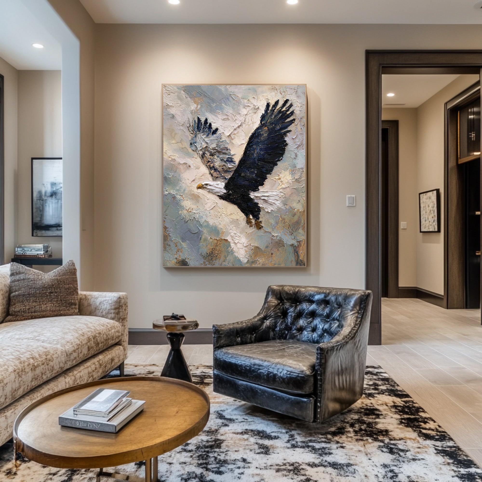 Majestic Eagle Flight Art - Abstract Textured Canvas #AG 052