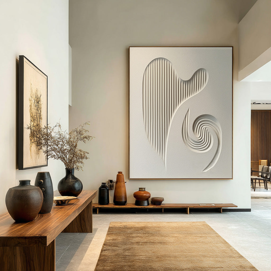Modern White Relief Abstract Art Minimalist 3D Artwork #AG 081