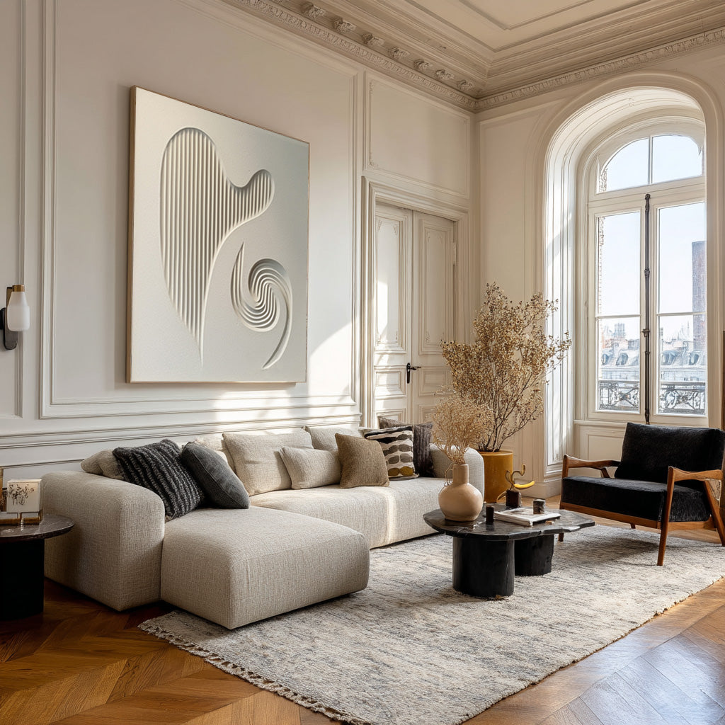 Modern White Relief Abstract Art Minimalist 3D Artwork #AG 081