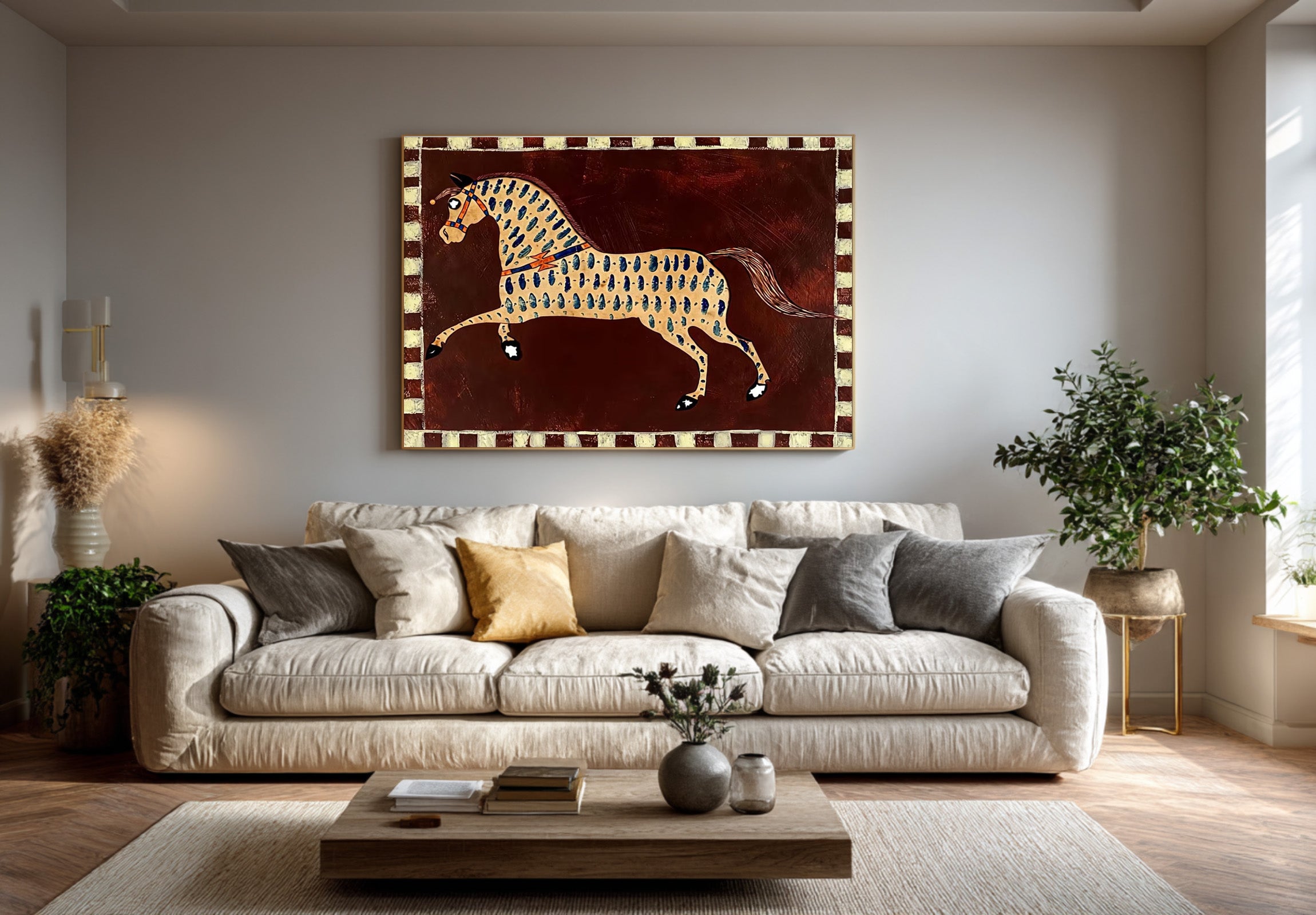 Large Decorative Horse Painting Rustic Contemporary Wall Art | KeiraArt 