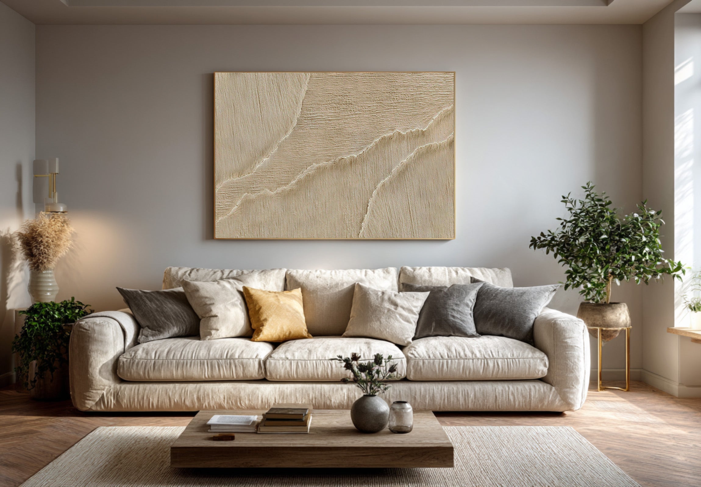 Abstract Textured Sand Waves Art - Modern Coastal Wall Decor #AG 069