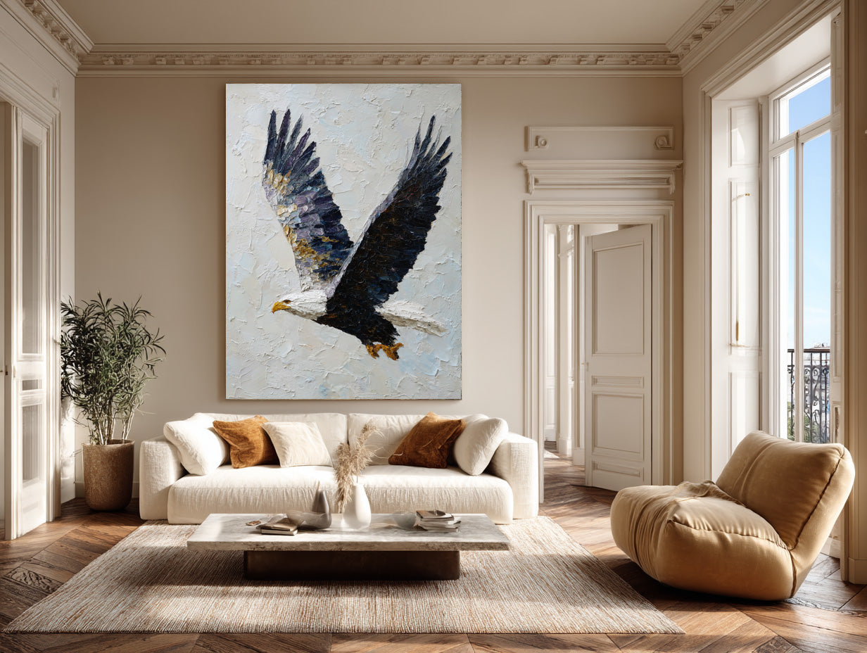 Abstract Bird Art - Textured Eagle on White #AG 053