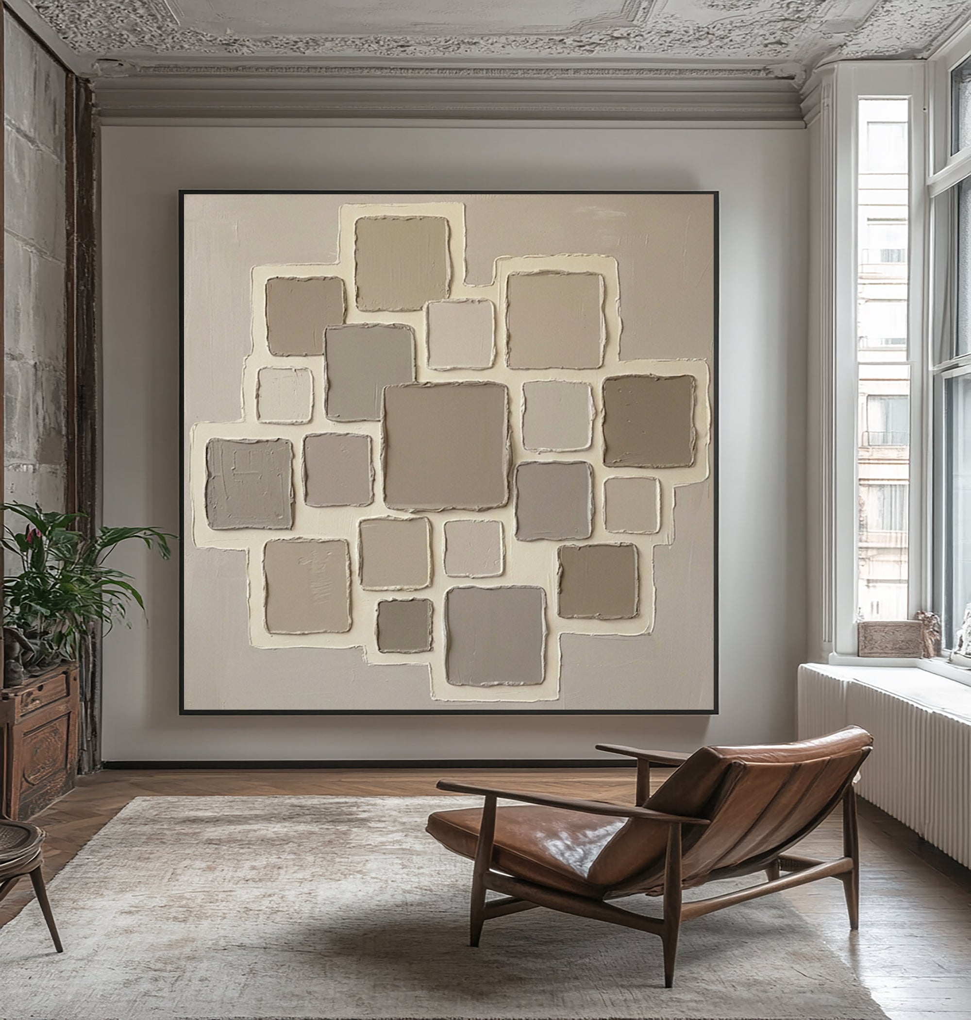 Large Neutral Relief Oil Painting #AVG 002