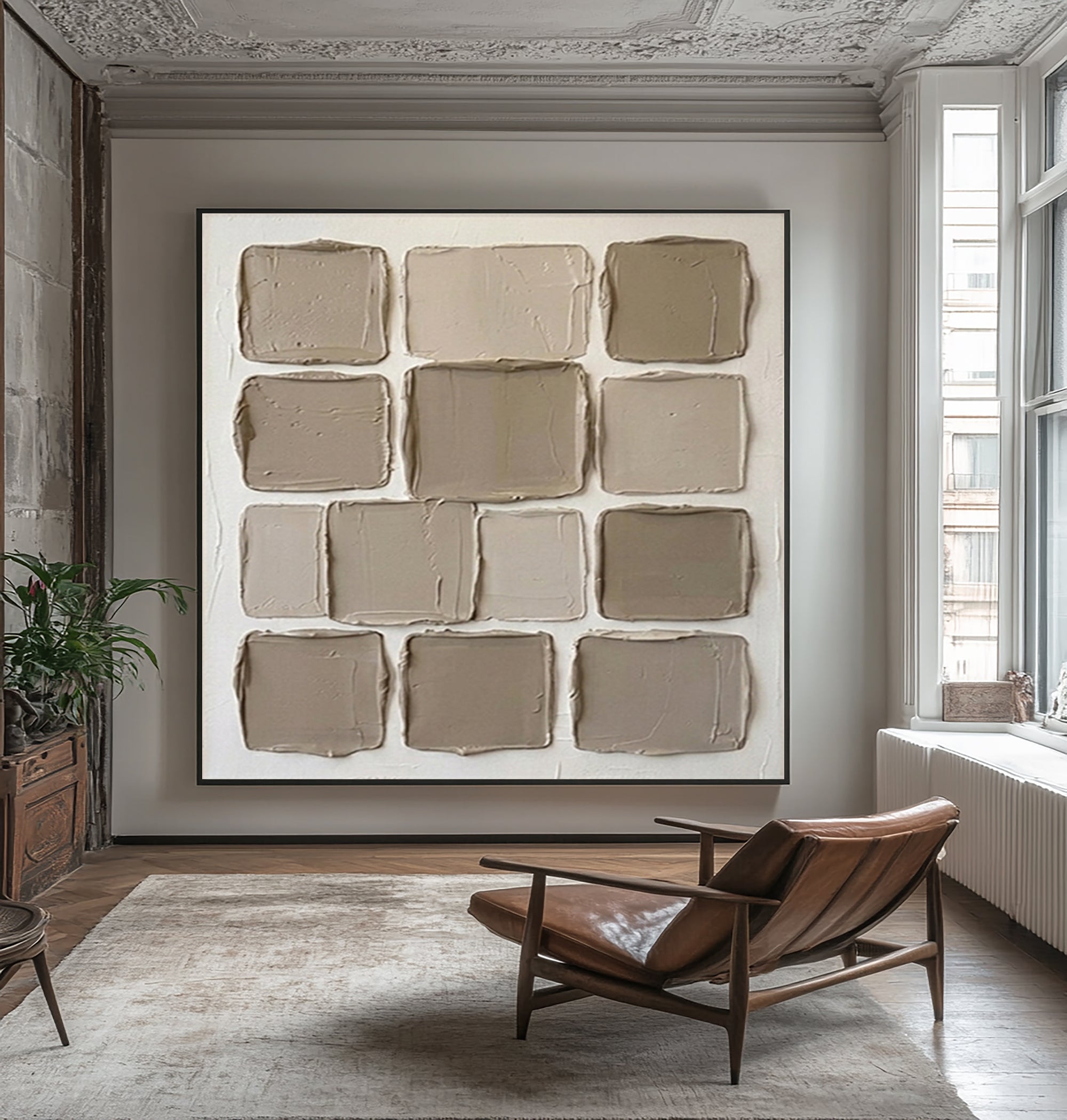 Large Modern Material Study Wall Art Contemporary Neutral Texture Painting