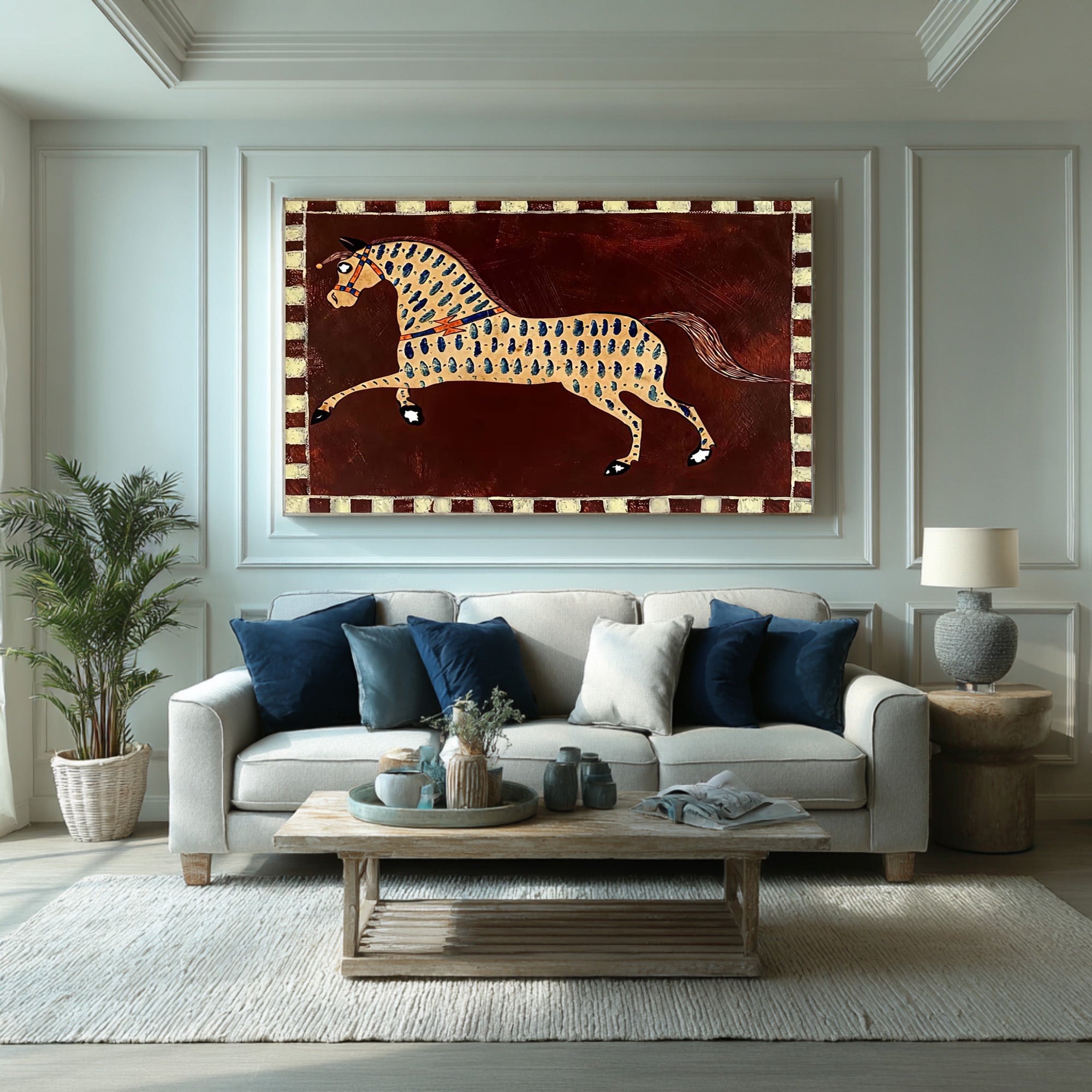 Large Decorative Horse Painting Rustic Contemporary Wall Art | KeiraArt 