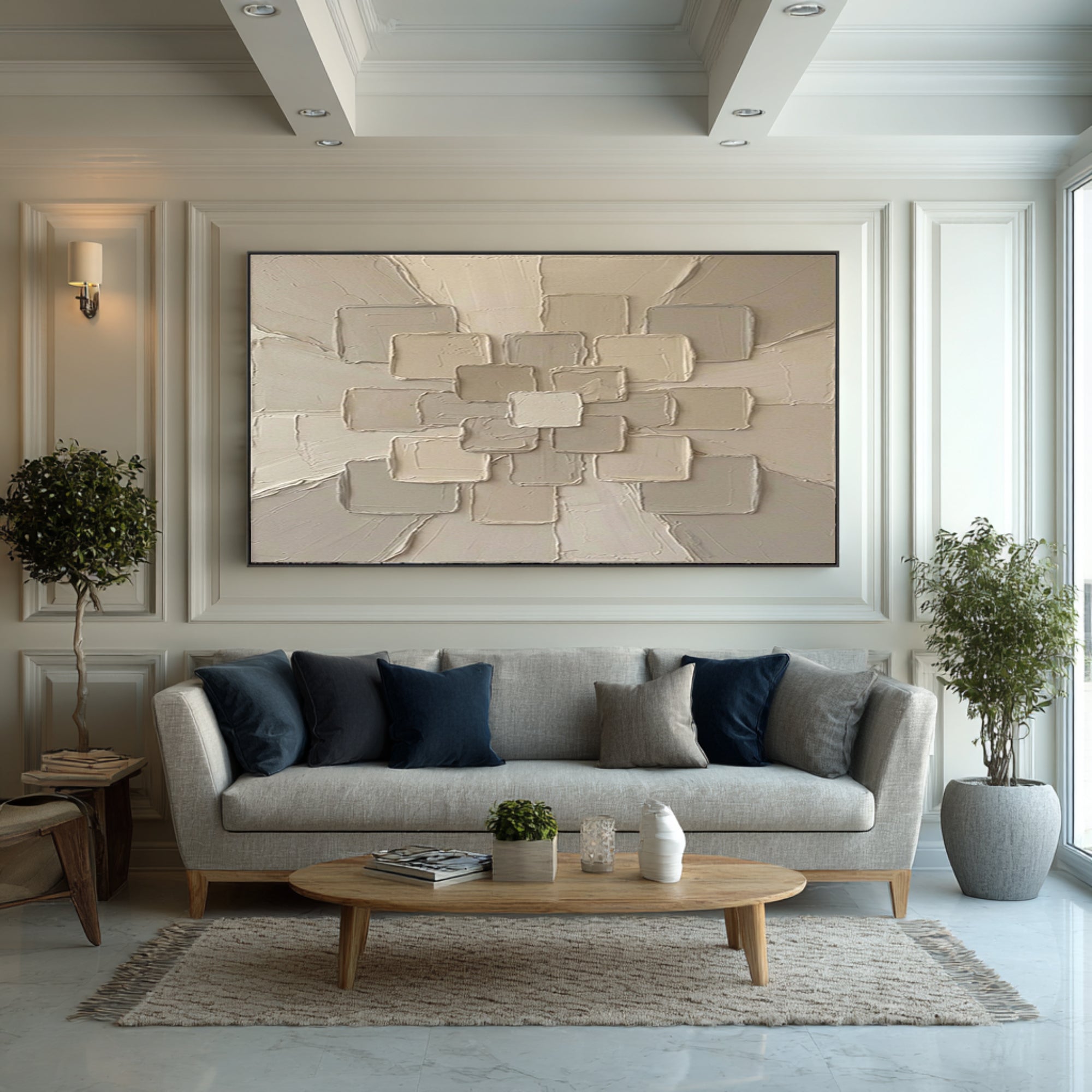 Large Sculptural Texture Wall Art Hand Painted Modern Canvas | KeiraArt