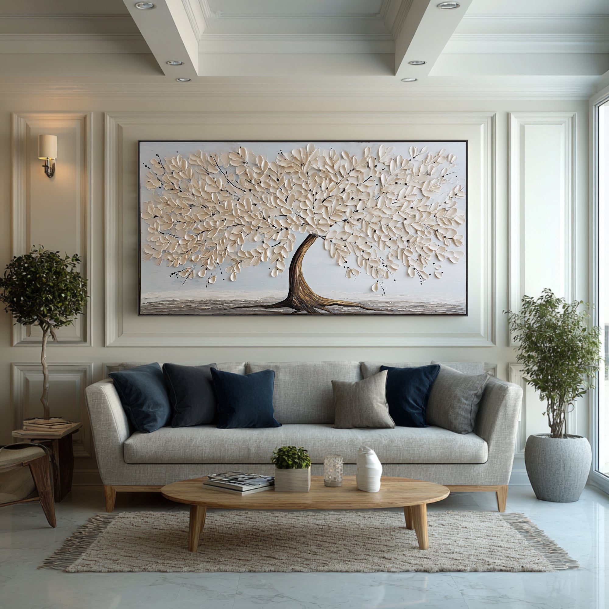 Textured Tree of Life Art - Neutral Abstract Painting #AG 064