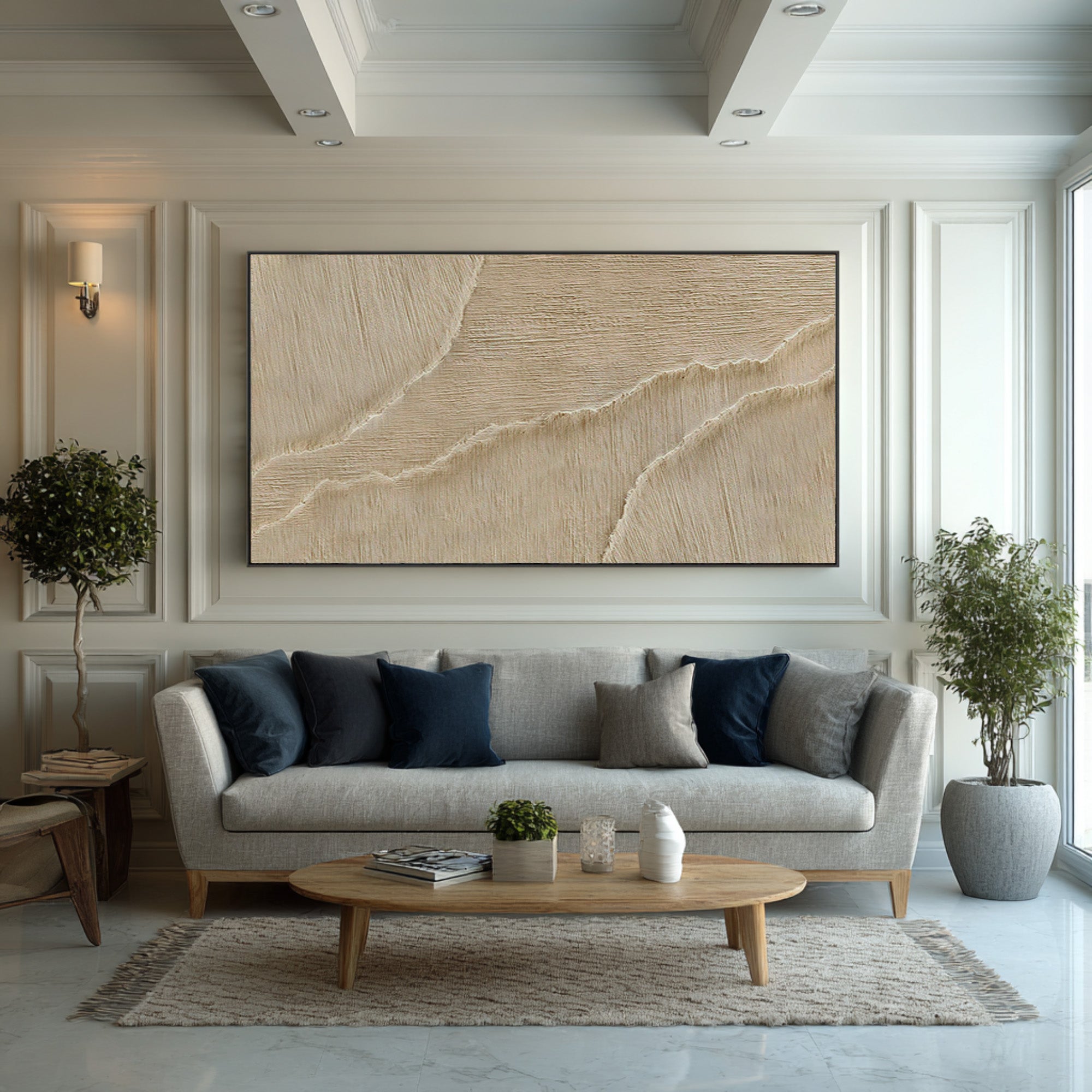 Abstract Textured Sand Waves Art - Modern Coastal Wall Decor #AG 069