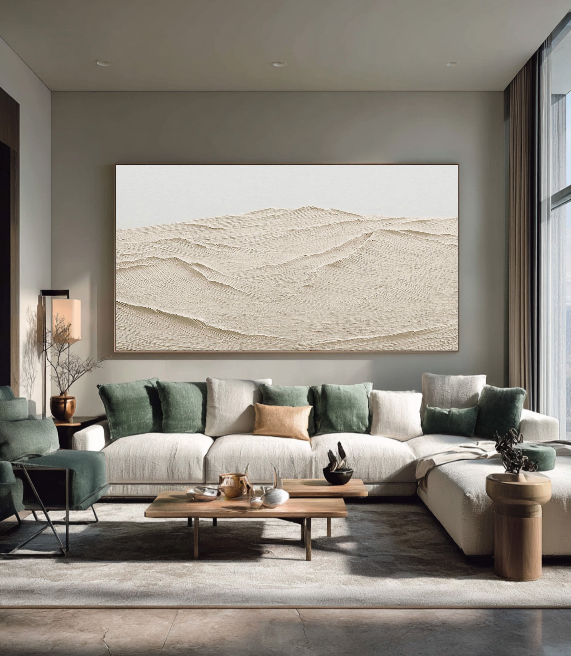 Textured Beige Ocean Wave Wall Art #AG 078