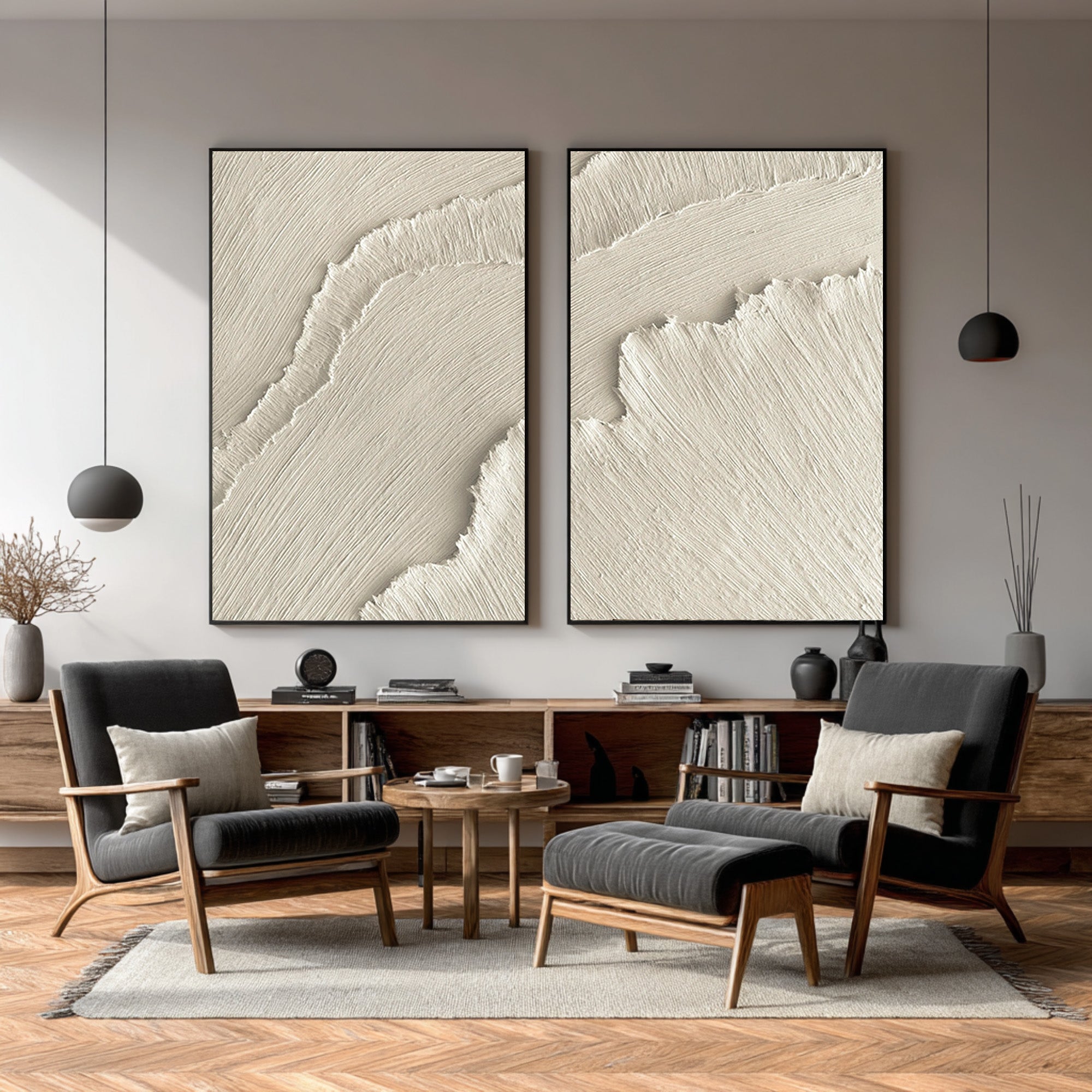 Rustic Industrial Style Abstract Painting Set Of 2 #AG 076
