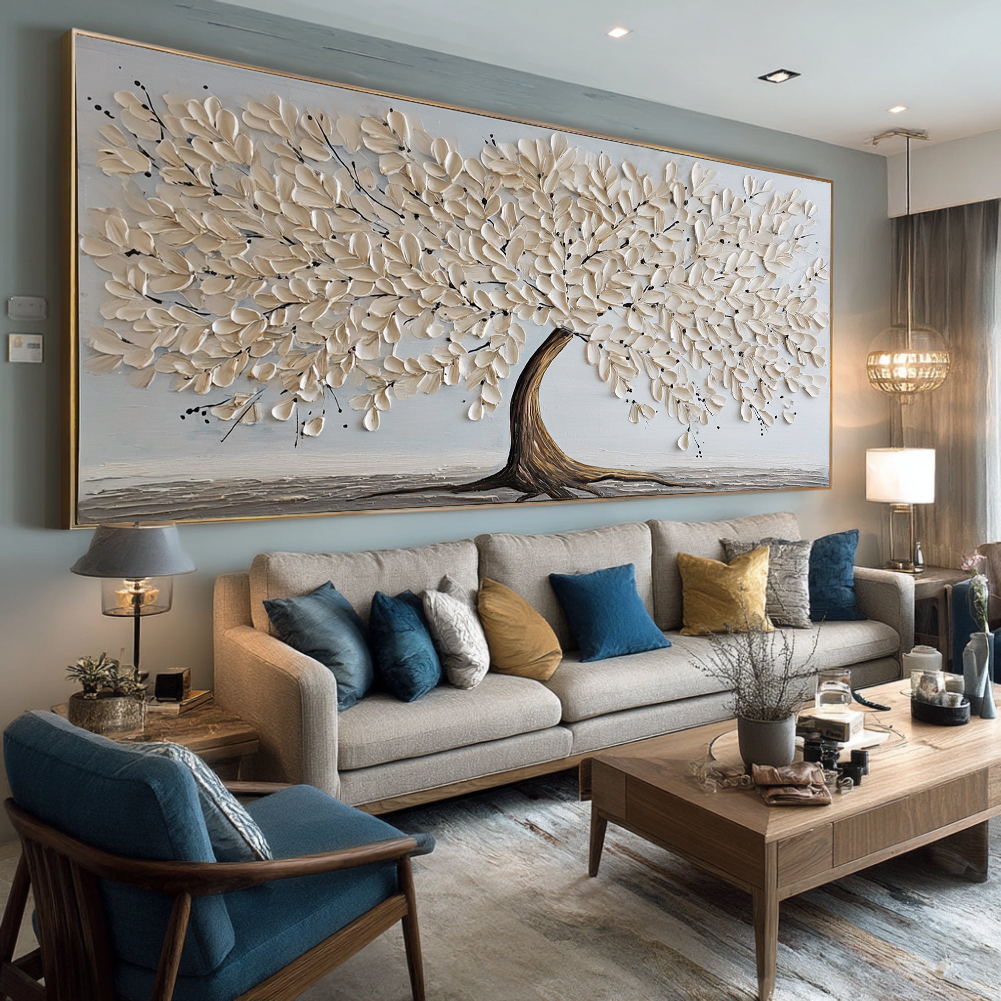 Textured Tree of Life Art - Neutral Abstract Painting #AG 064