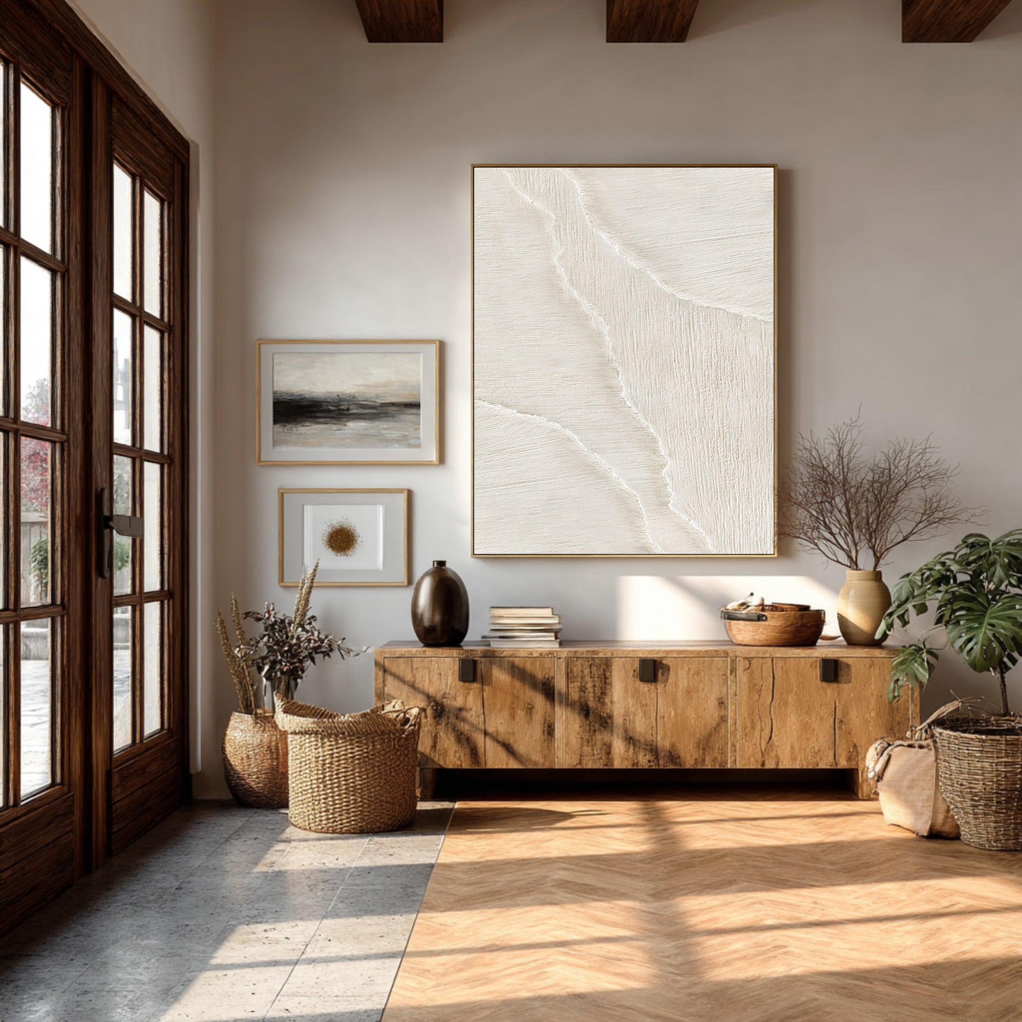 Vertical Abstract Sand Art - Modern Textured Wall Decor #AG 071