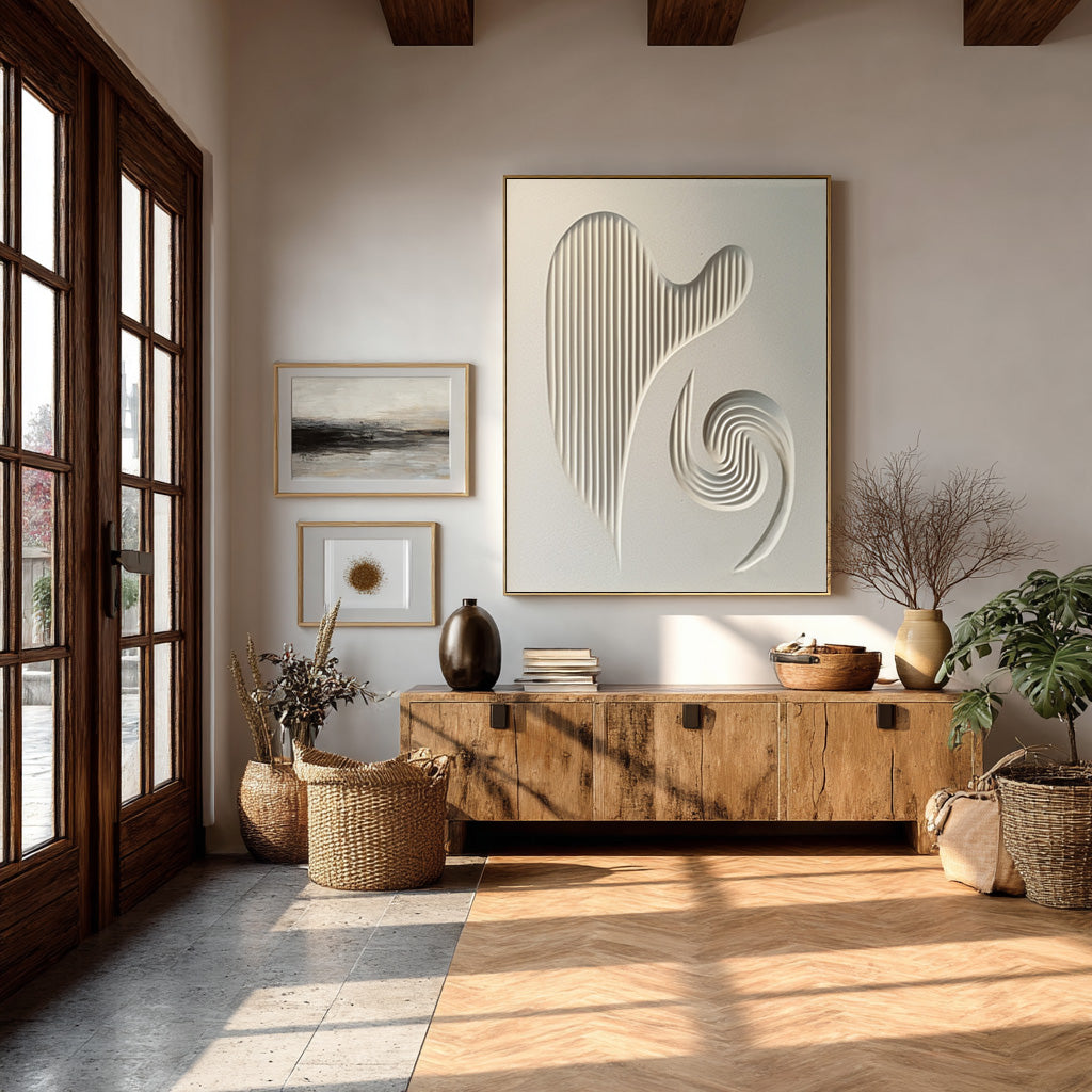 Modern White Relief Abstract Art Minimalist 3D Artwork #AG 081