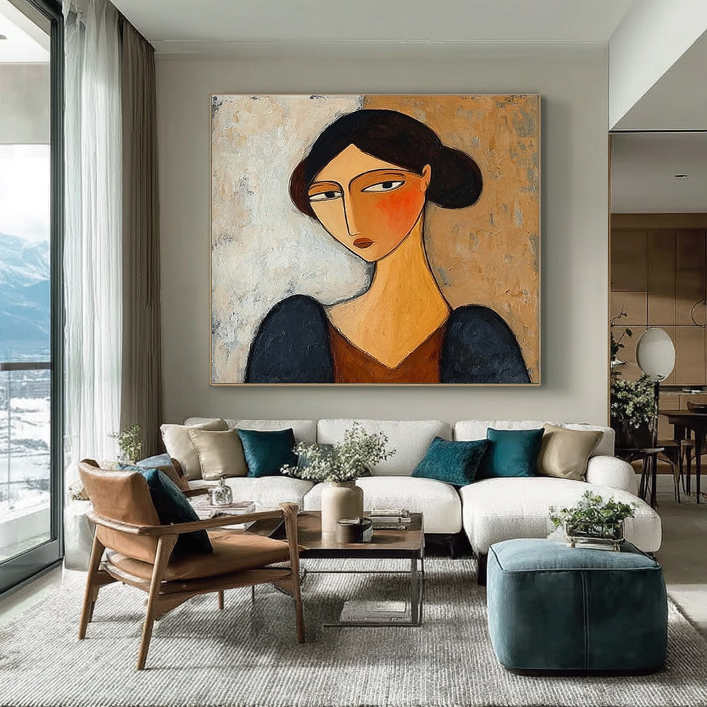 Expressive Abstract Portrait Modern Wall Art  #AG 089