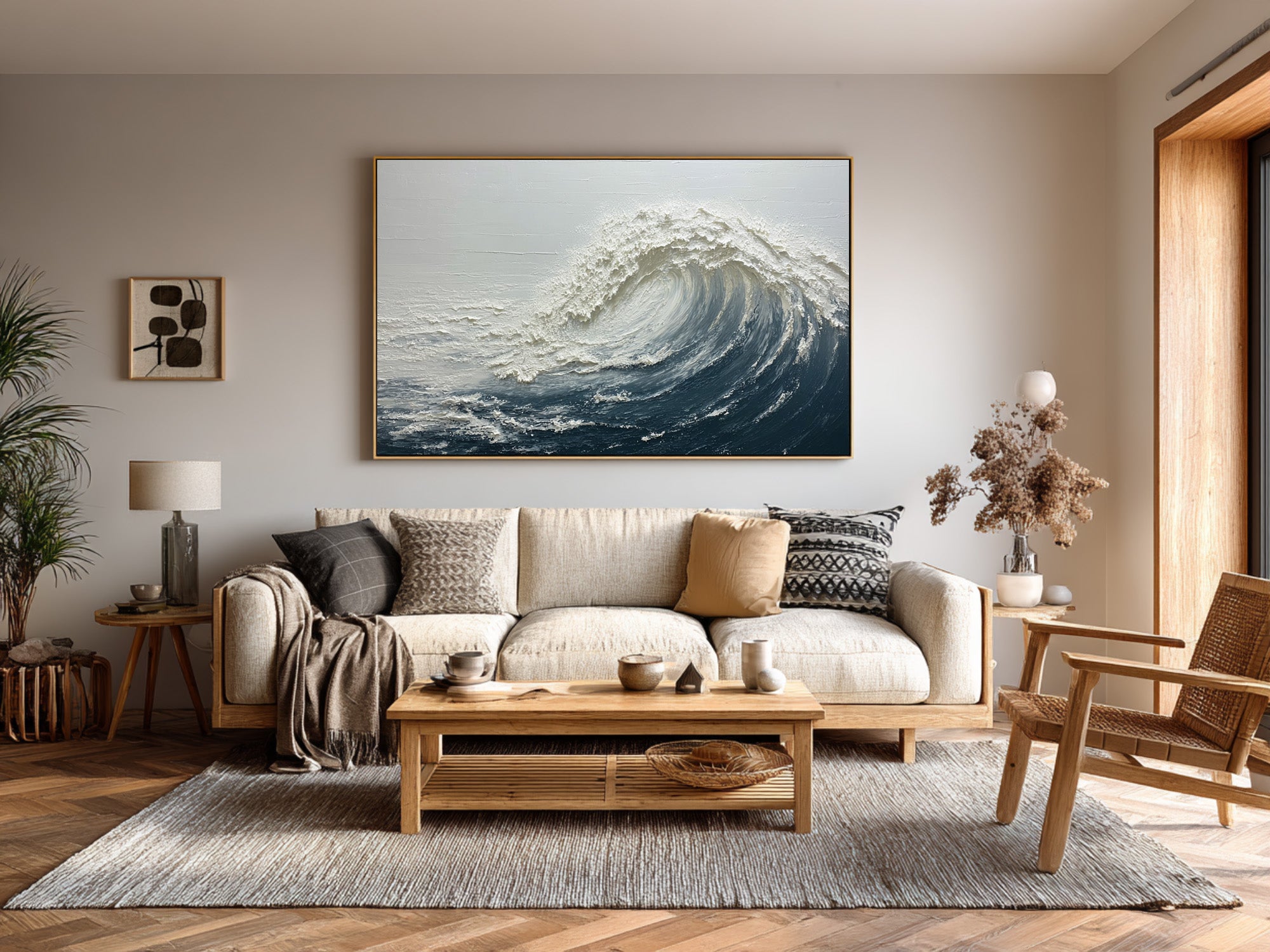Ocean Wave Textured Art - Dynamic Coastal Painting #AG 062