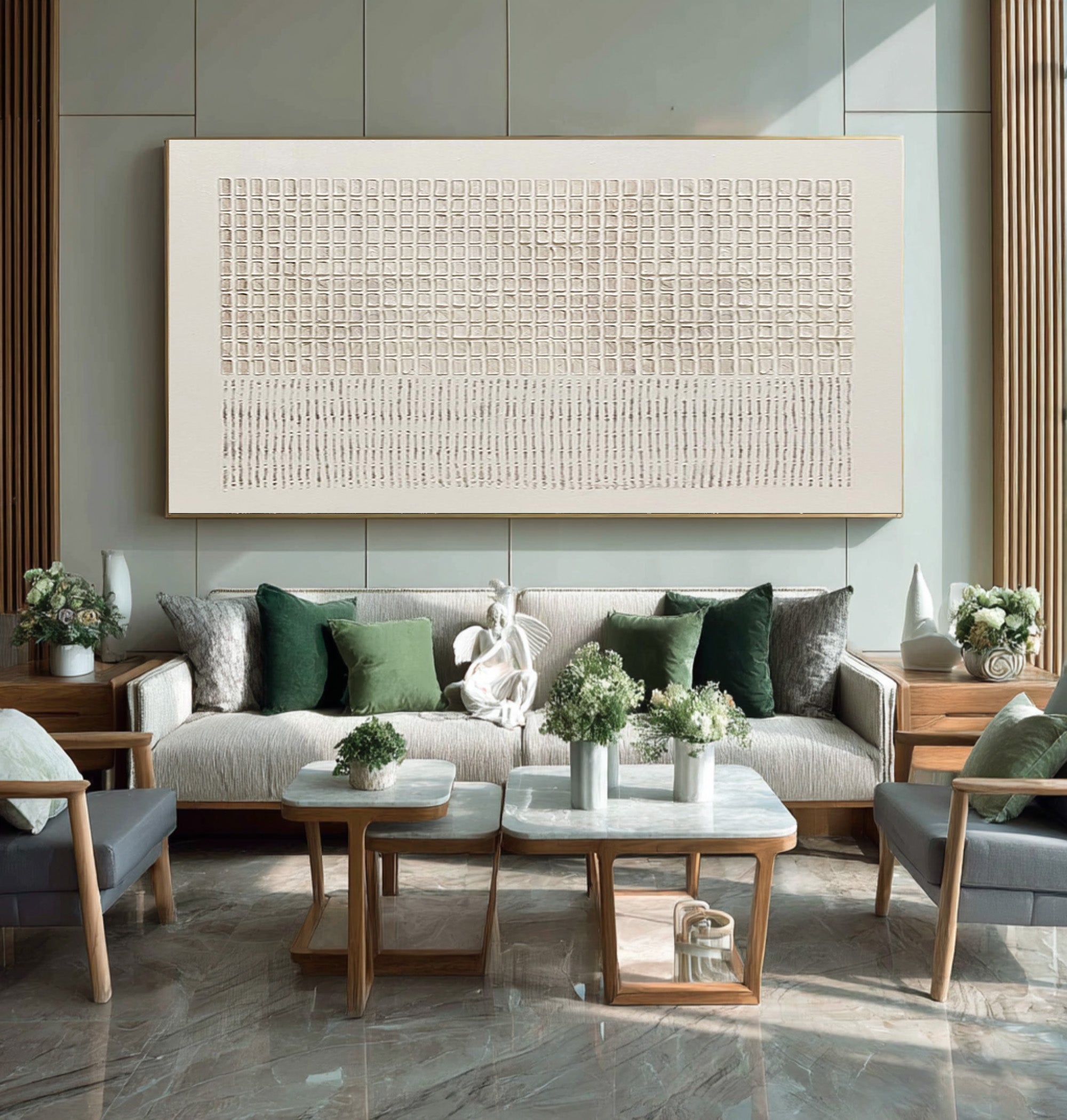 Large Geometric Relief Canvas Art Neutral Modern Luxury Wall Decor| KeiraArt 
