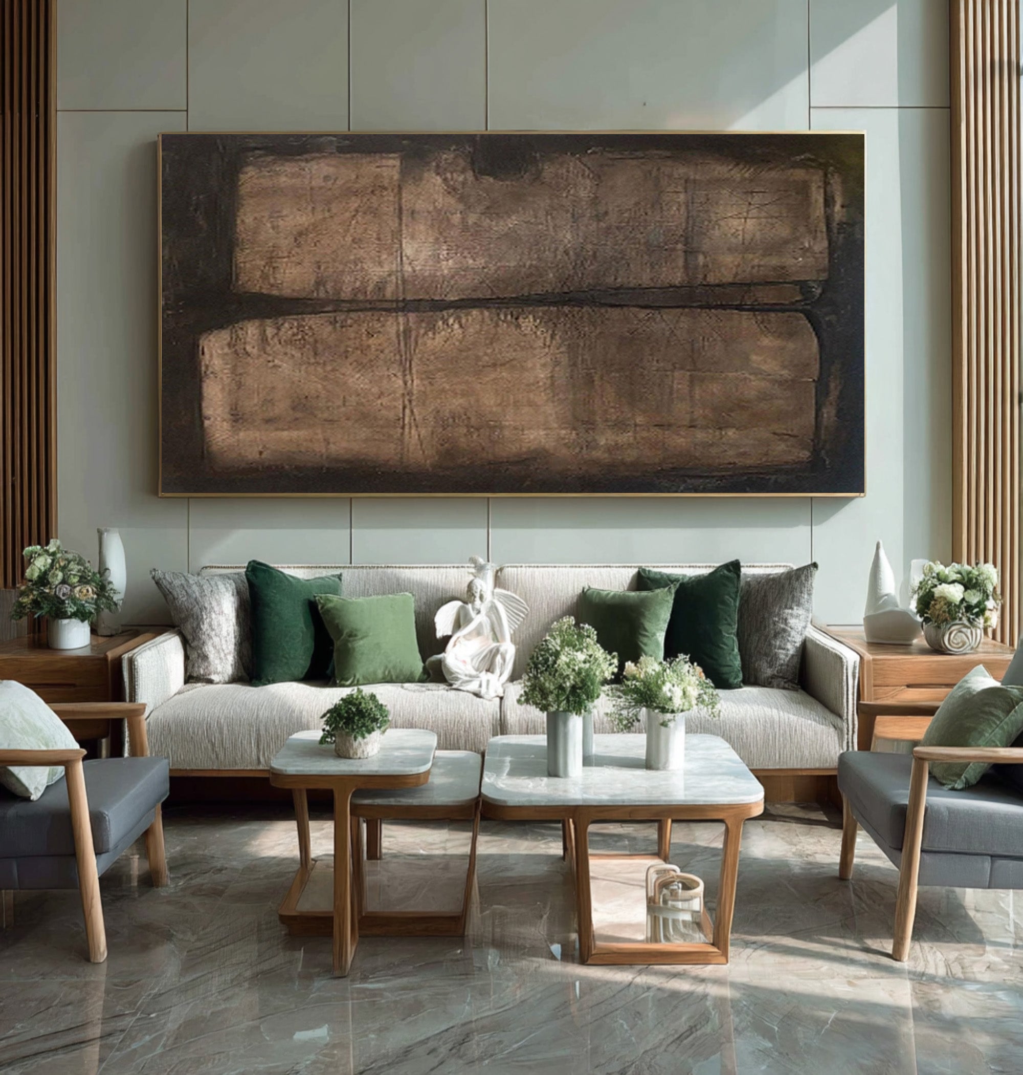 Textured Brown Abstract Diptych Wall Art #AG 079