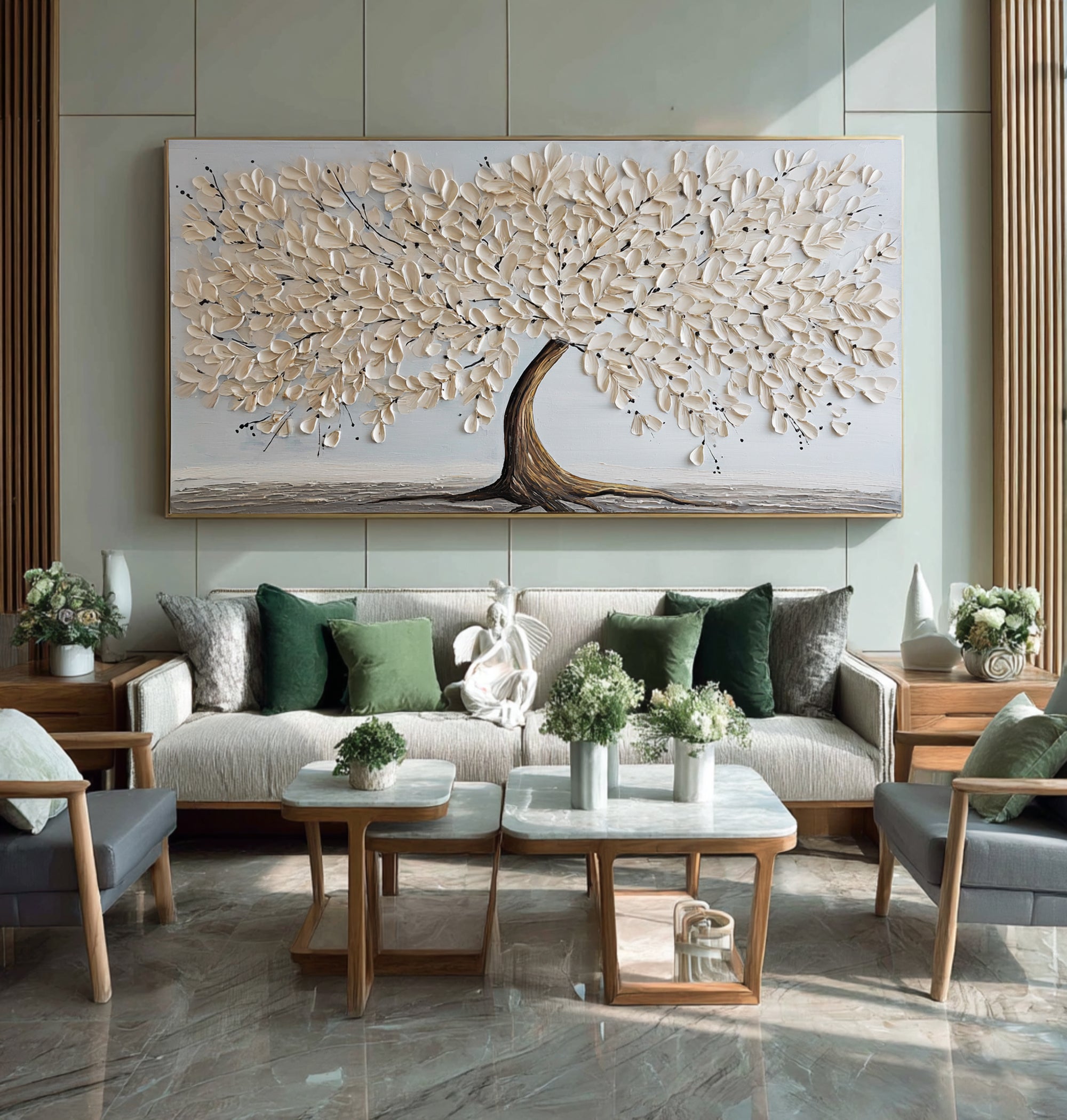 Textured Tree of Life Art - Neutral Abstract Painting #AG 064