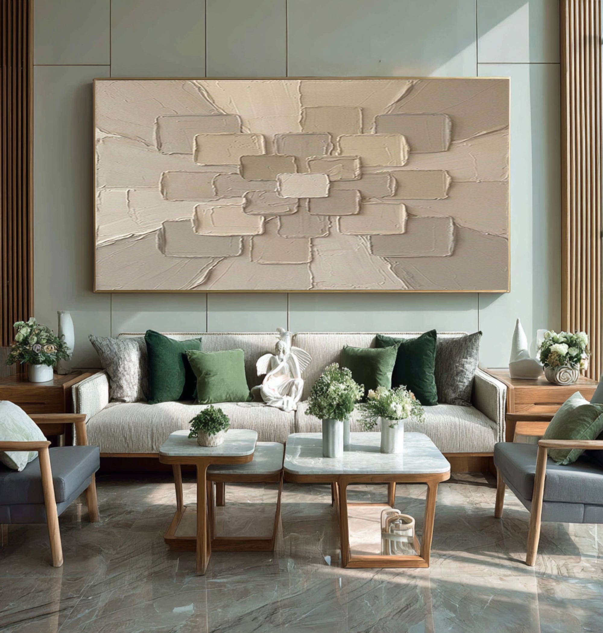 Large Sculptural Texture Wall Art Hand Painted Modern Canvas | KeiraArt