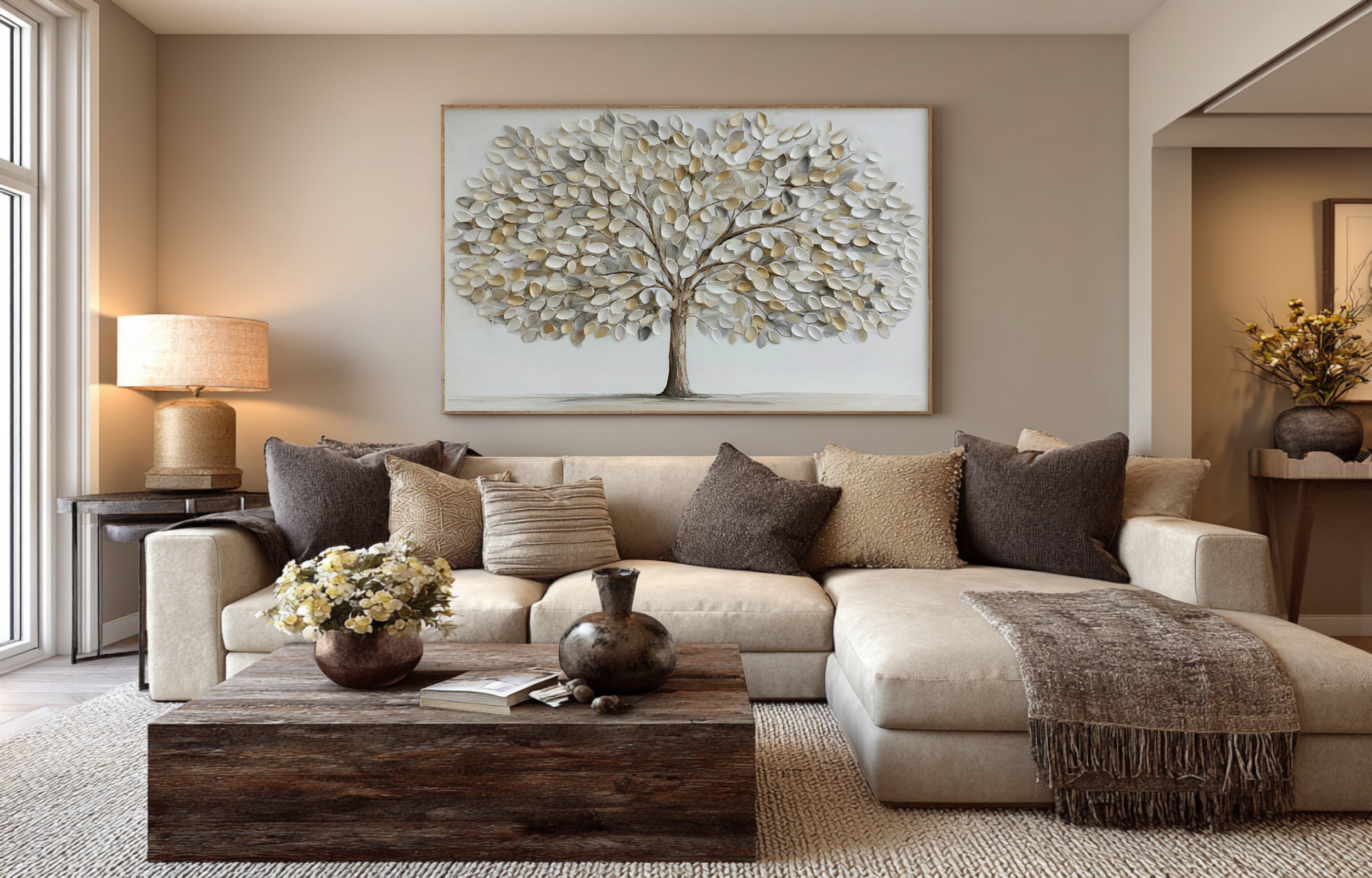 Palette Knife Tree Art - Abstract Textured Leaves #AG 065