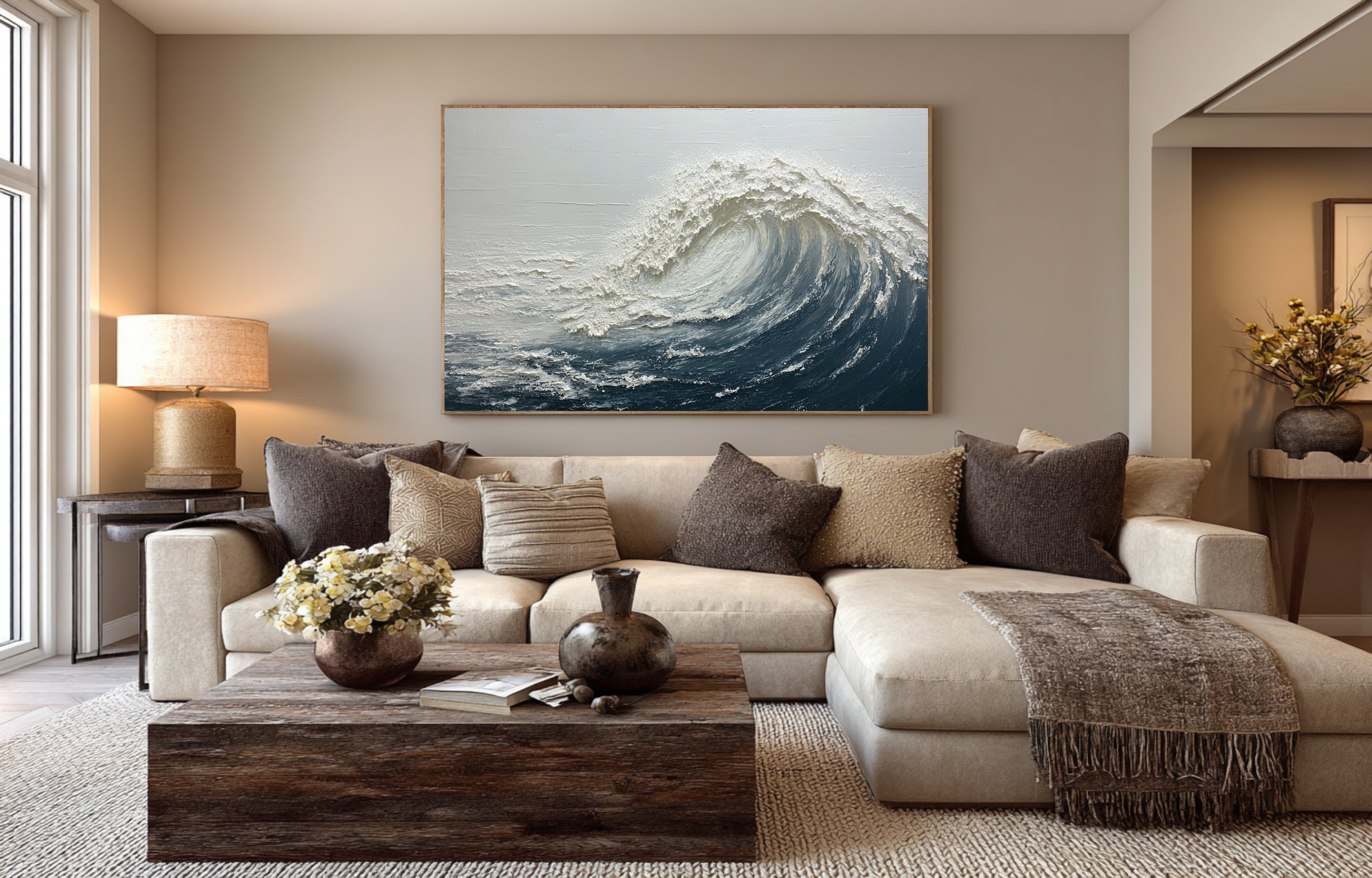 Ocean Wave Textured Art - Dynamic Coastal Painting #AG 062