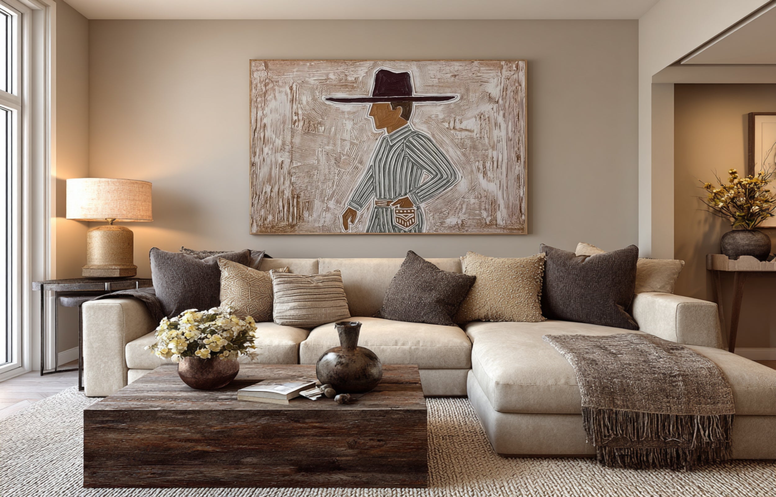Oversized Bohemian Woman Artwork Modern Figurative Canvas Art | KeiraArt