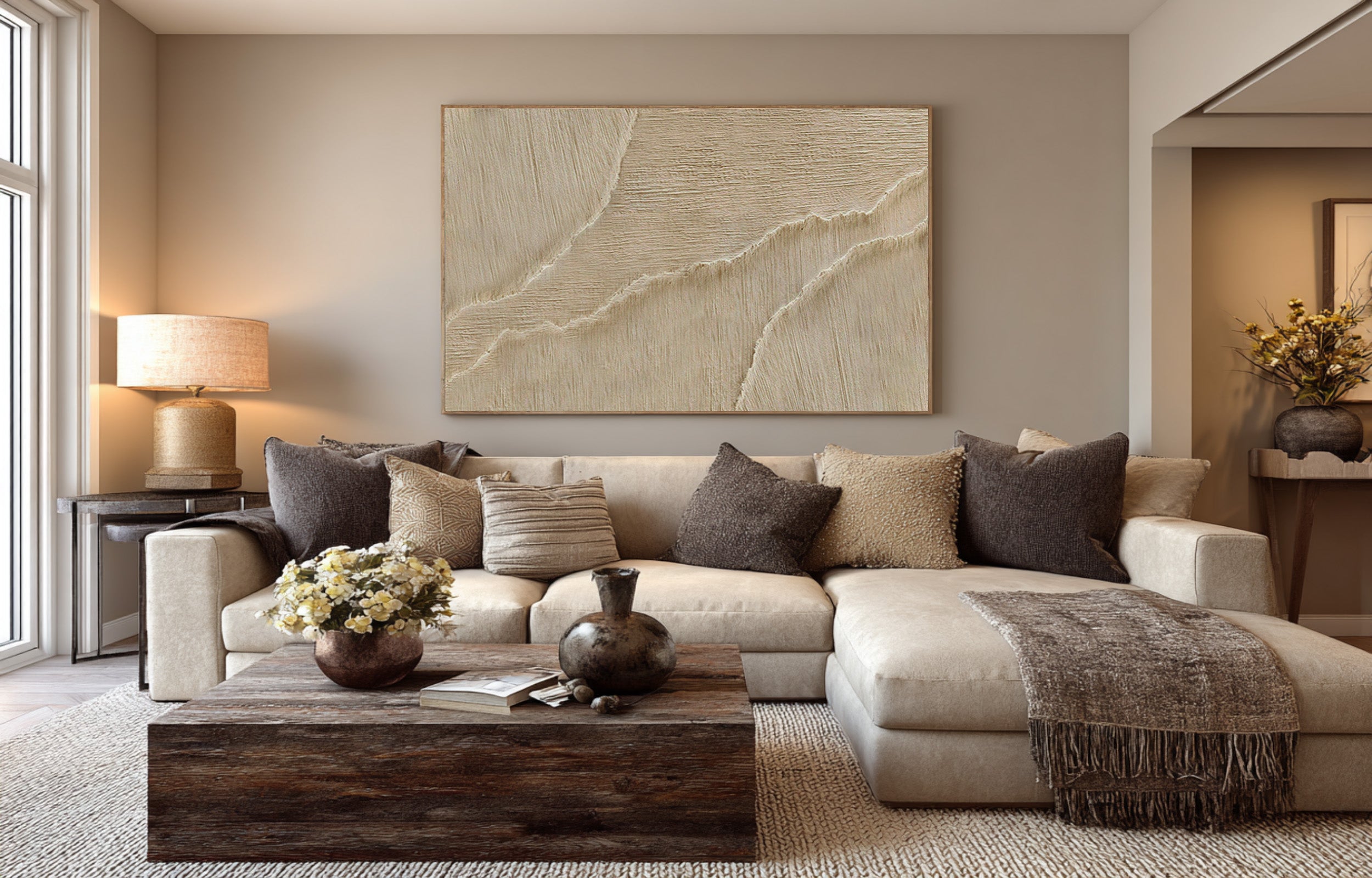 Abstract Textured Sand Waves Art - Modern Coastal Wall Decor #AG 069