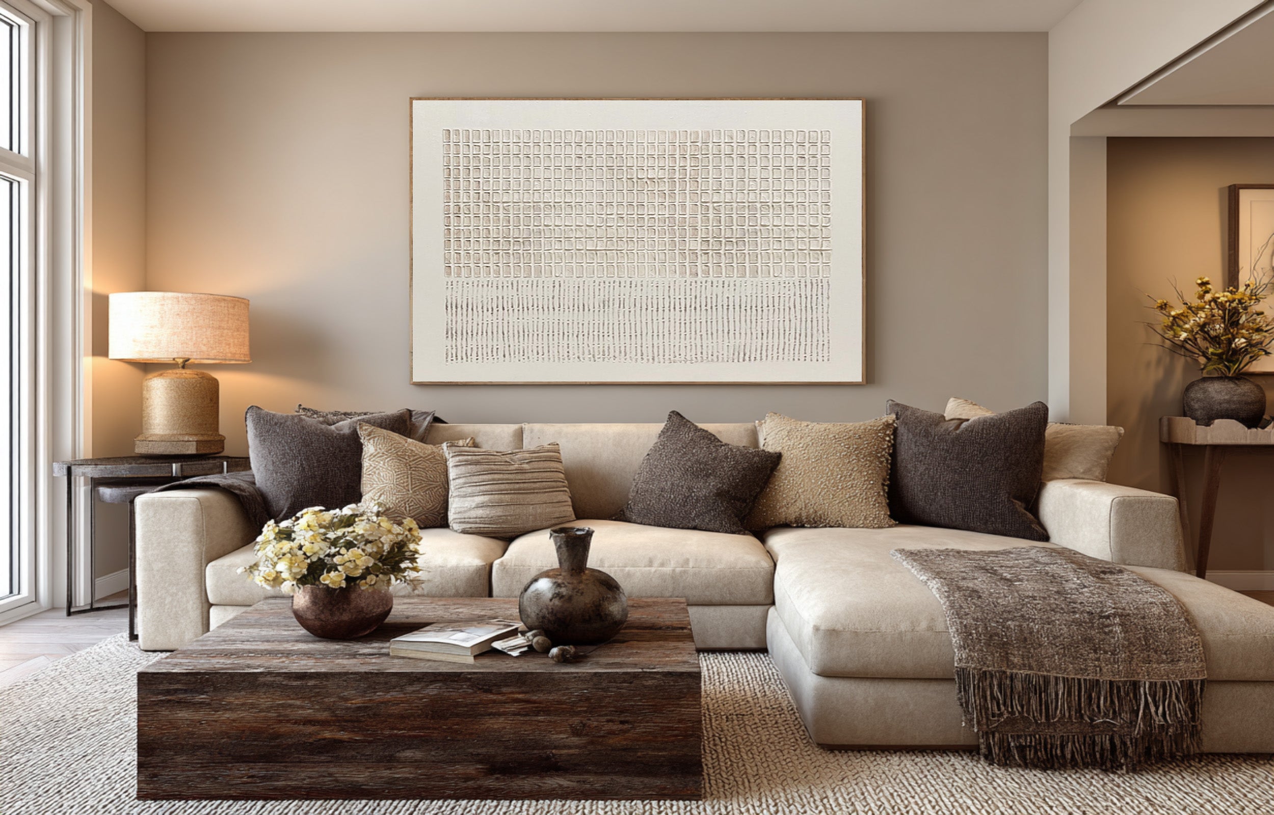Horizontal Neutral Abstract Wall Art #CZ 040
