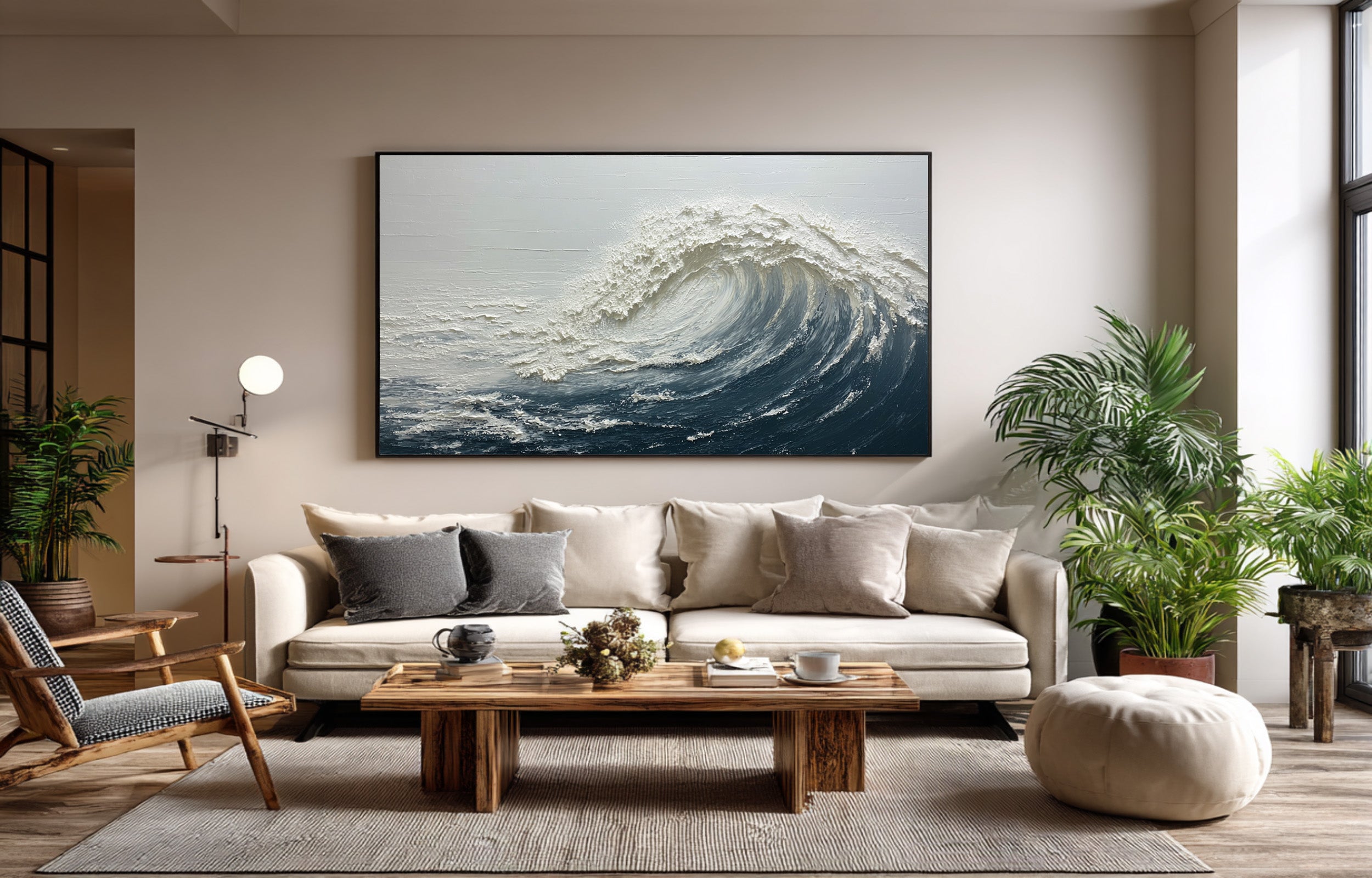 Ocean Wave Textured Art - Dynamic Coastal Painting #AG 062