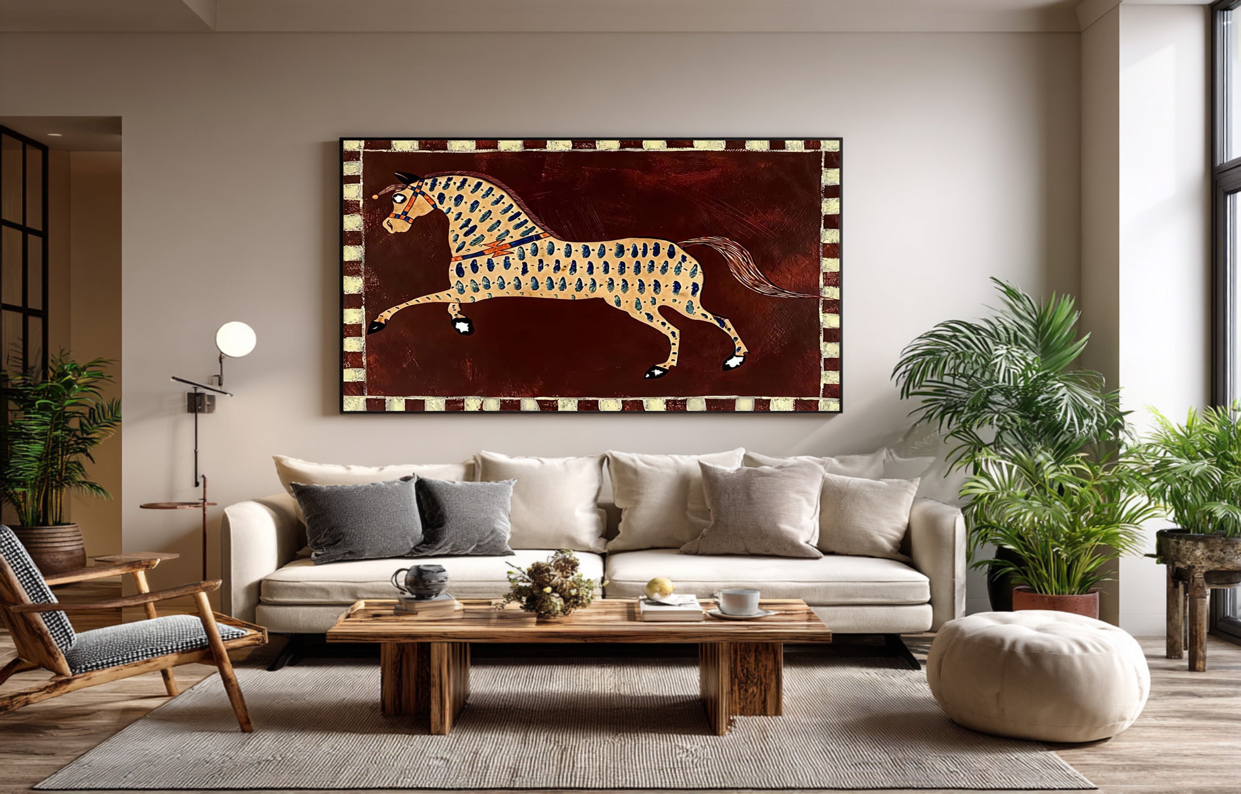 Large Decorative Horse Painting Rustic Contemporary Wall Art | KeiraArt 