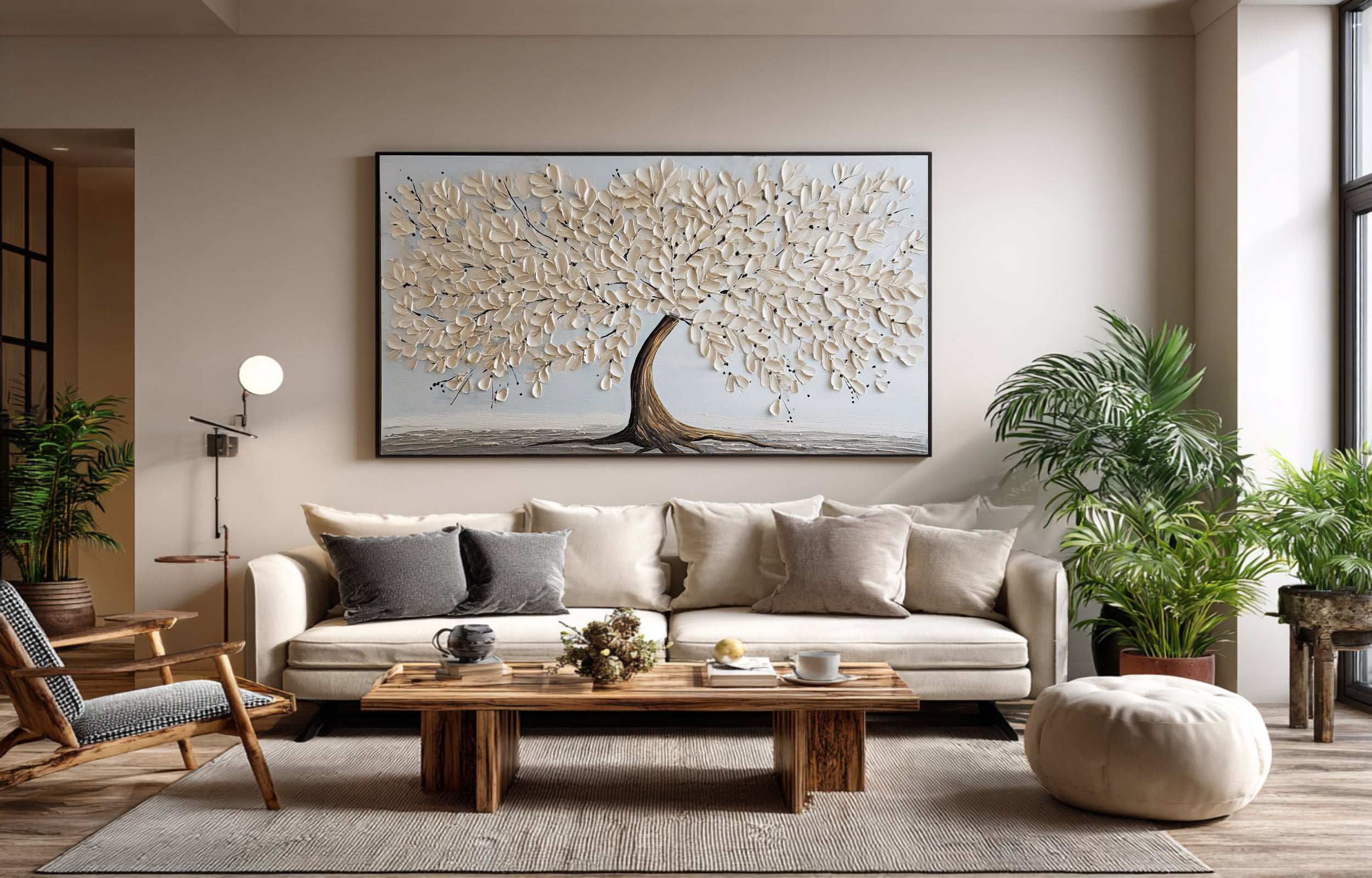 Textured Tree of Life Art - Neutral Abstract Painting #AG 064