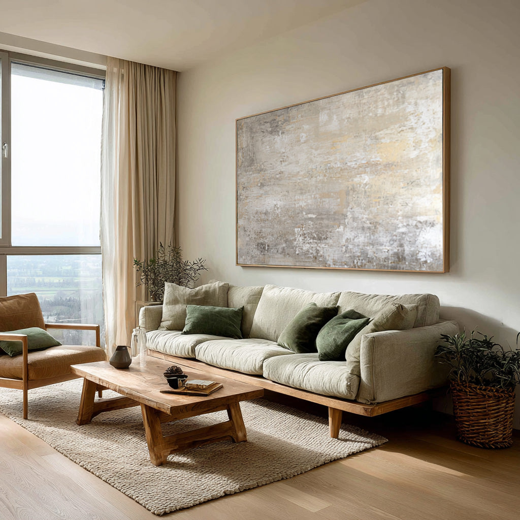 Beige & Gold Abstract Canvas for Modern Home Decor #AG 003
