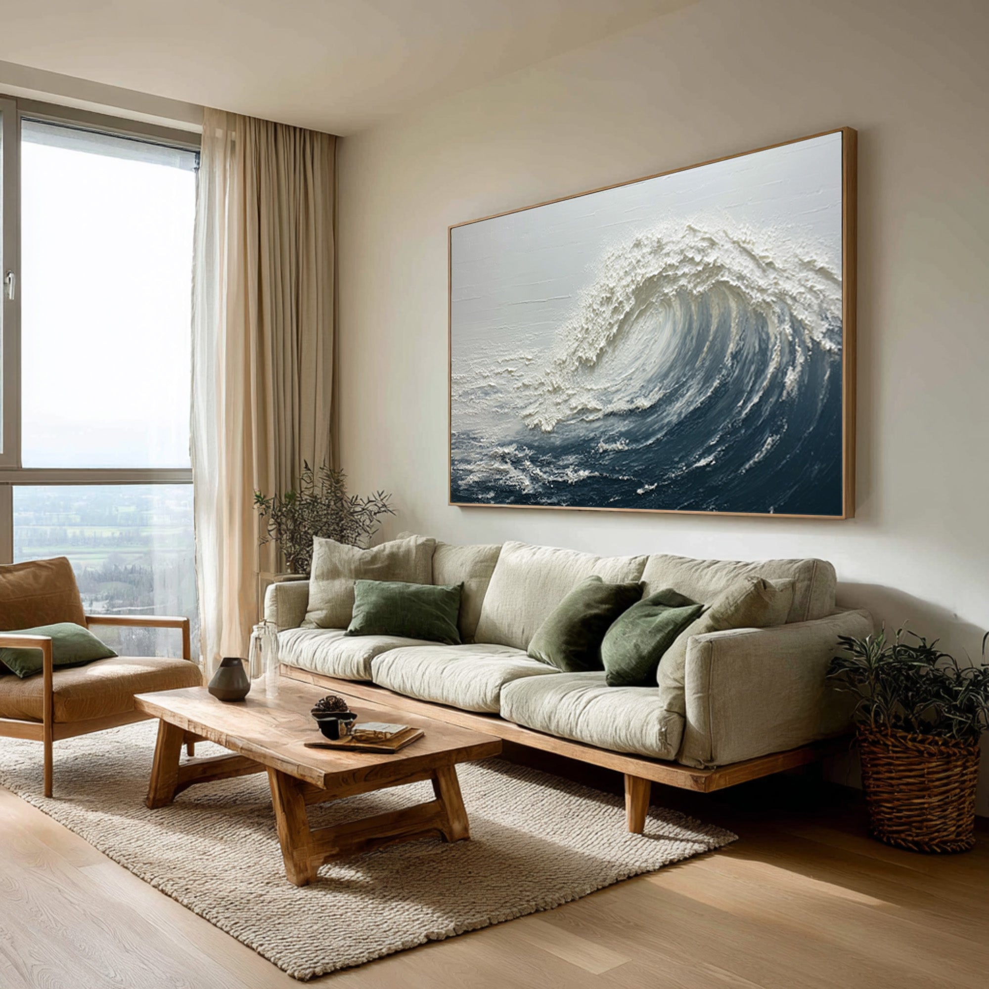 Ocean Wave Textured Art - Dynamic Coastal Painting #AG 062